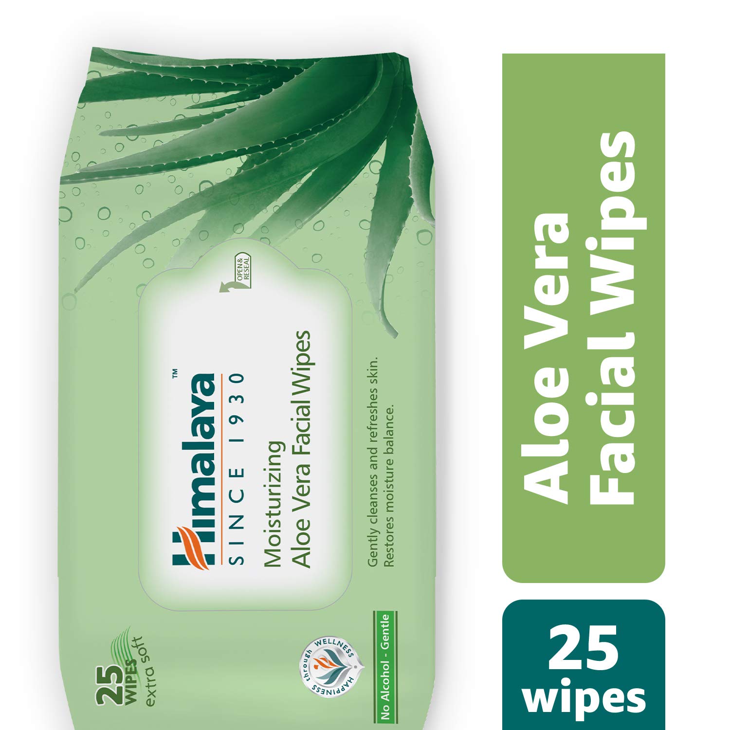 Himalaya Purifying Neem Facial Wipes for Acne & Oily Skin - 25 Count | Himalaya Moisturising Aloe Vera Facial Wipes for Dry & Sensitive Skin - 25 Count | Travel-Friendly & On-The-Go Skincare Solution