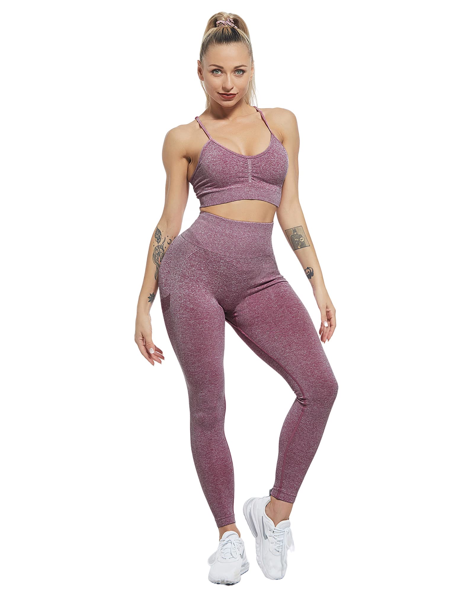 CHRLEISURE Women's 3-Piece Workout Leggings Set - High Waisted Scrunch Butt Lifting Seamless Yoga Pants for Gym, Running & Fitness | Perfect for Workouts, Lounge & Everyday Wear
