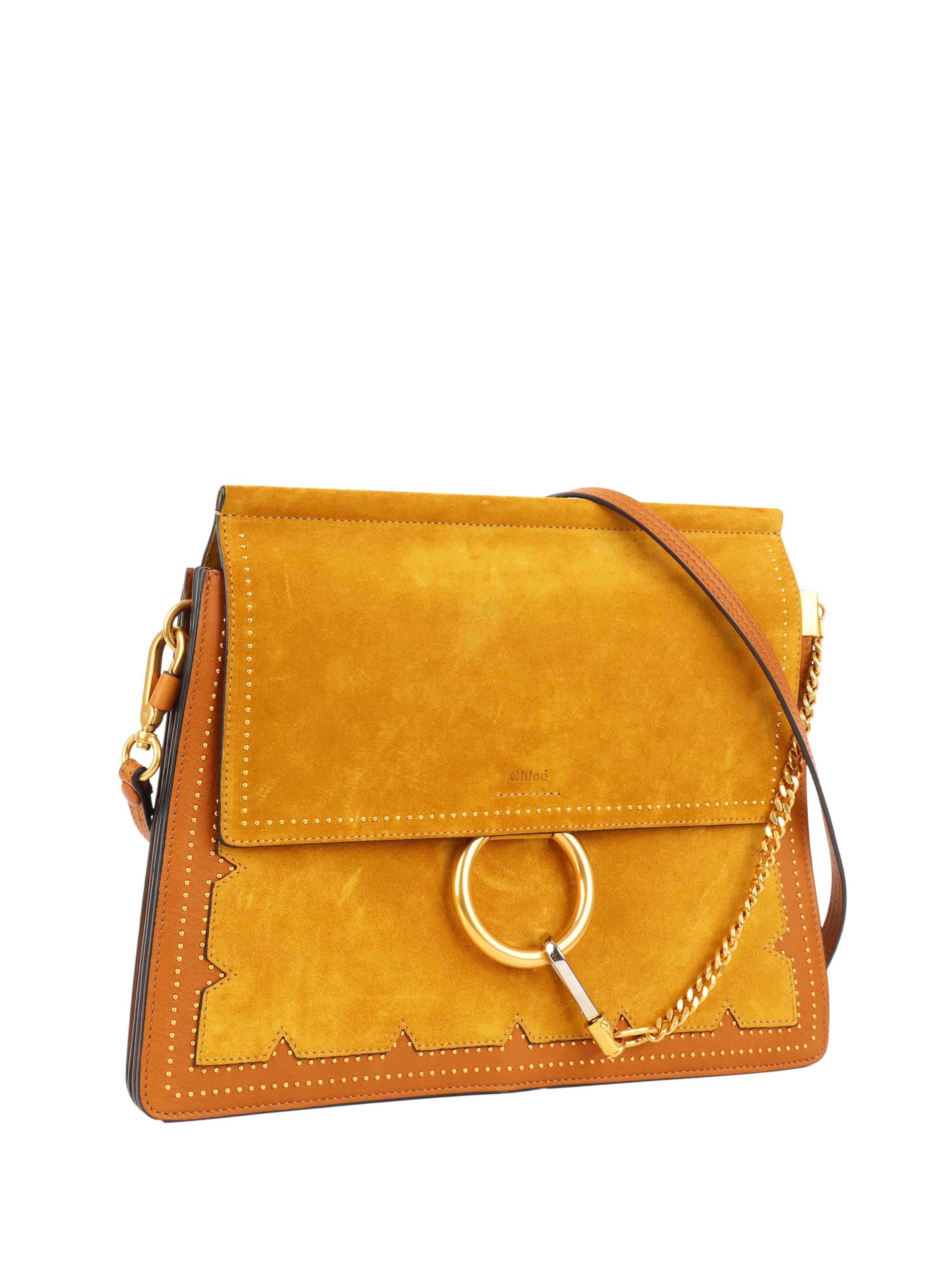 Chloe Medium Suede Mustard Faye Crossbody Bag - Stylish Women's Handbag for Work, Travel & Everyday Use