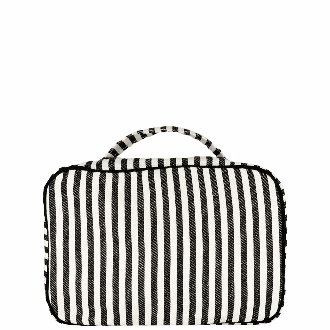 Waterproof Striped Folding Hanging Toiletry Bag for Travel - Compact Cosmetic Organizer with Hooks for Bathroom, Gym, Camping & Vacation Essentials