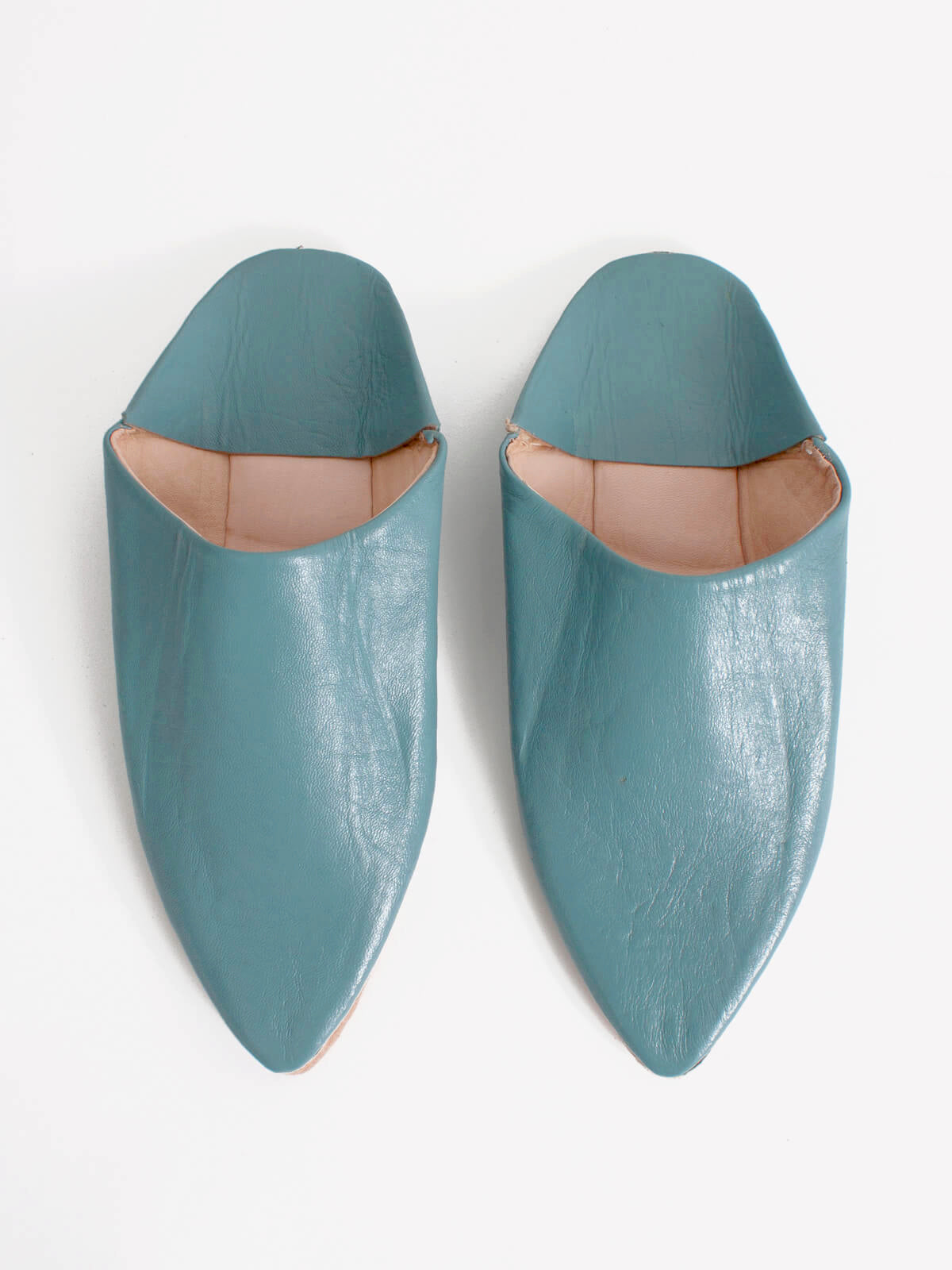 Authentic Moroccan Leather Babouche Slippers - Handmade Pointed Toe House Shoes in Blue Grey | Comfortable Indoor & Outdoor Slippers for Men & Women | Perfect for Home, Lounge, and Cultural Fashion