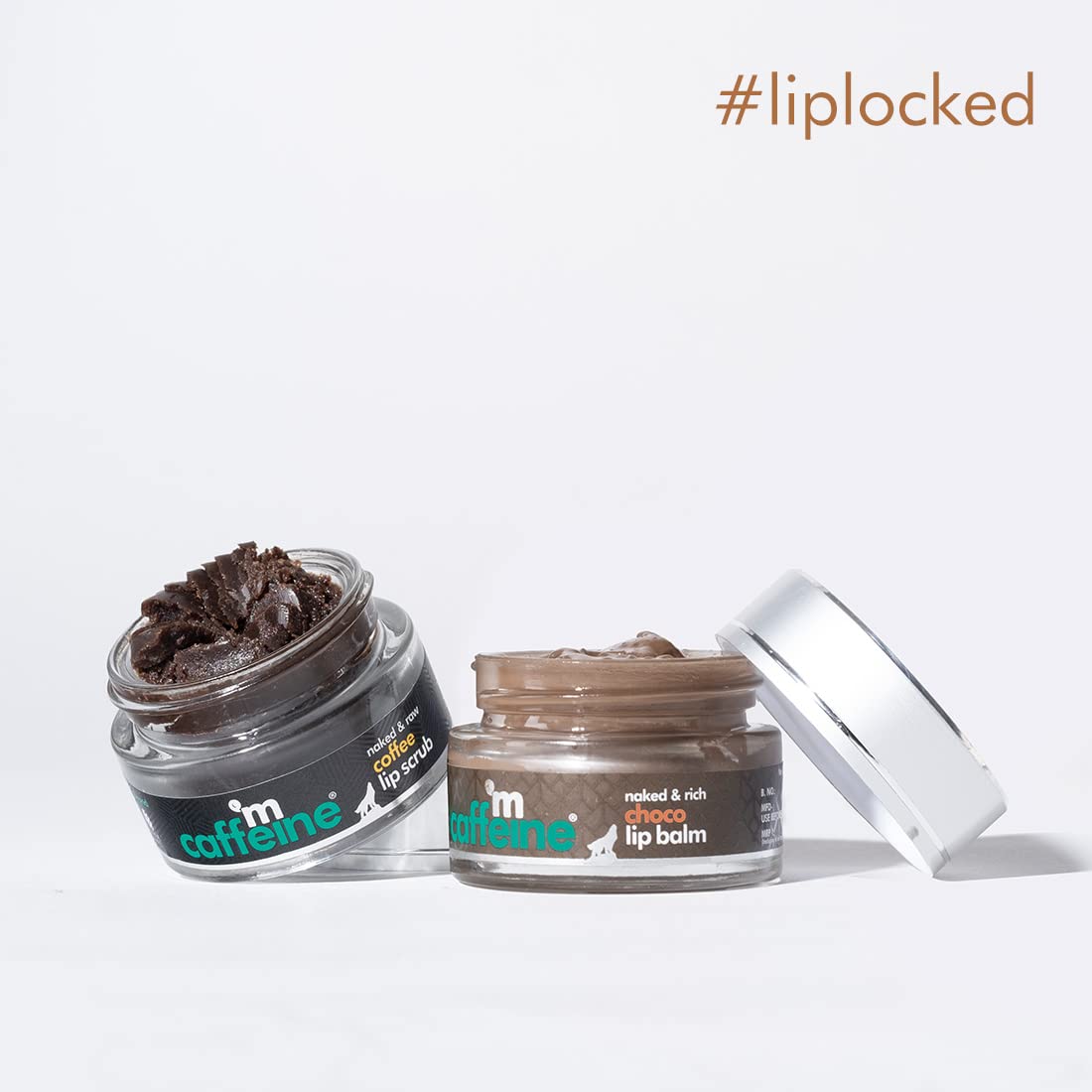 mCaffeine Coffee Lip Scrub & Chocolate Lip Balm Kit for Dark, Chapped & Pigmented Lips | 85% Dark Lips Reduction | 24H Moisturizing | 100% Vegan | Perfect for Night Care & Daily Lip Treatment