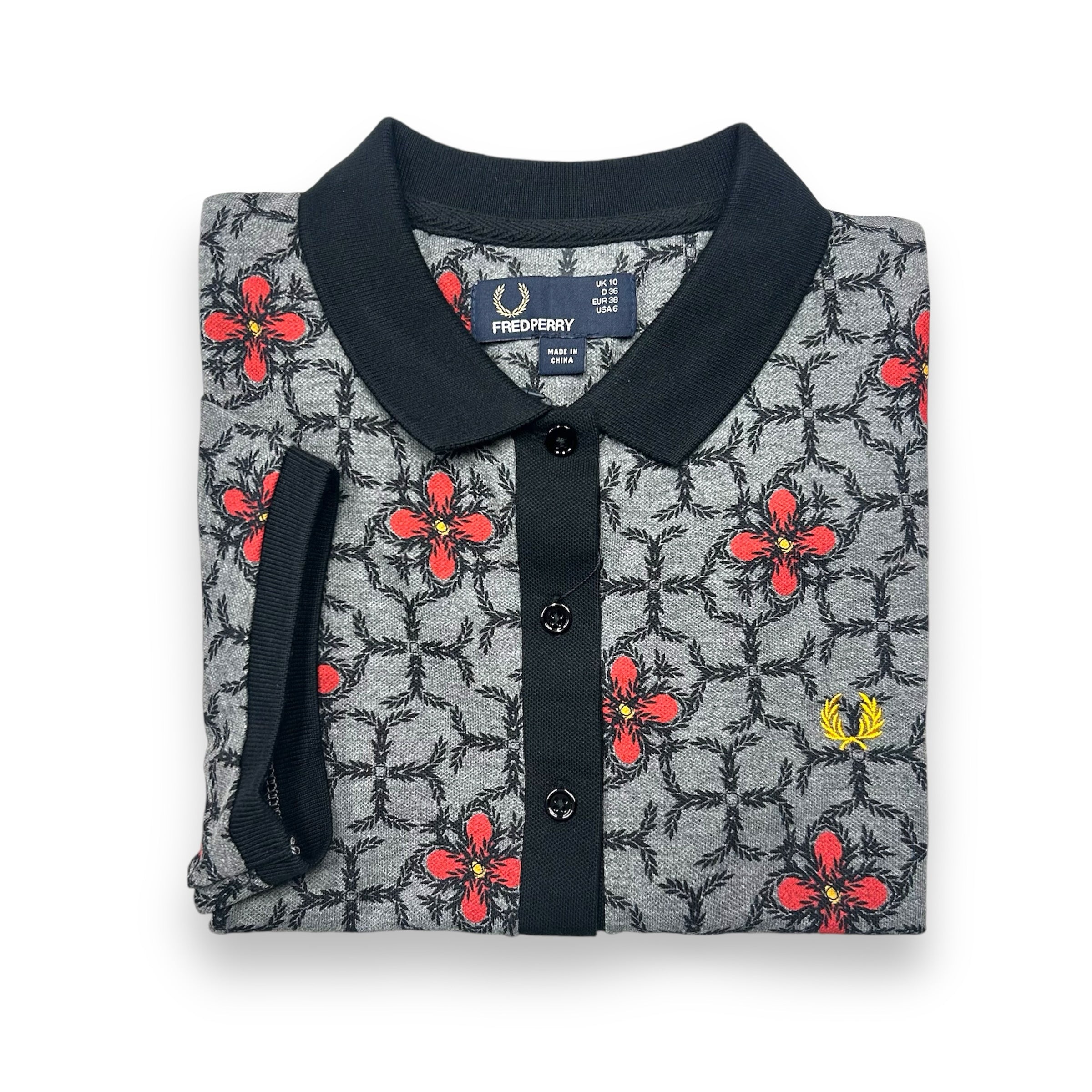 Women's Floral Print Fred Perry Polo Shirt - Casual & Stylish Top for Spring Summer Outfits, Office Wear, and Weekend Brunch