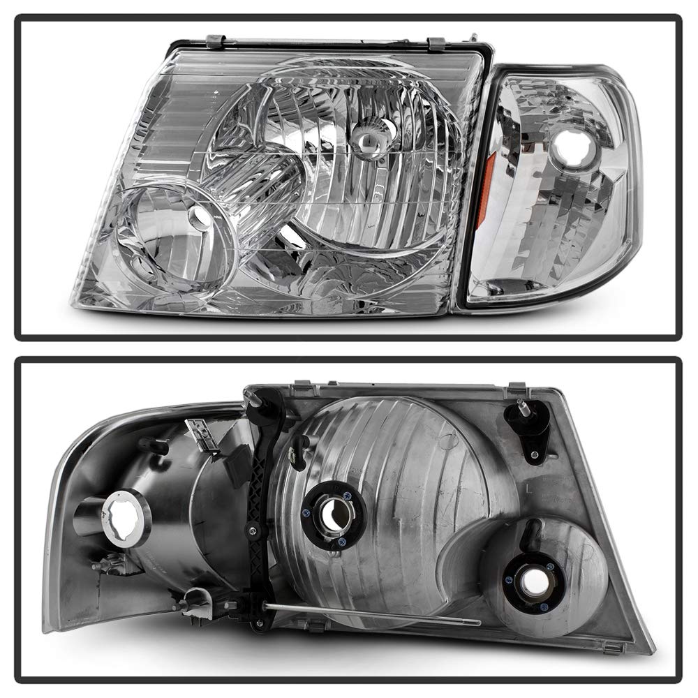 ACANII Chrome Headlights & Corner Signal Lights for 2002-2005 Ford Explorer - Driver & Passenger Side Replacement - Perfect for Night Driving & Off-Road Adventures