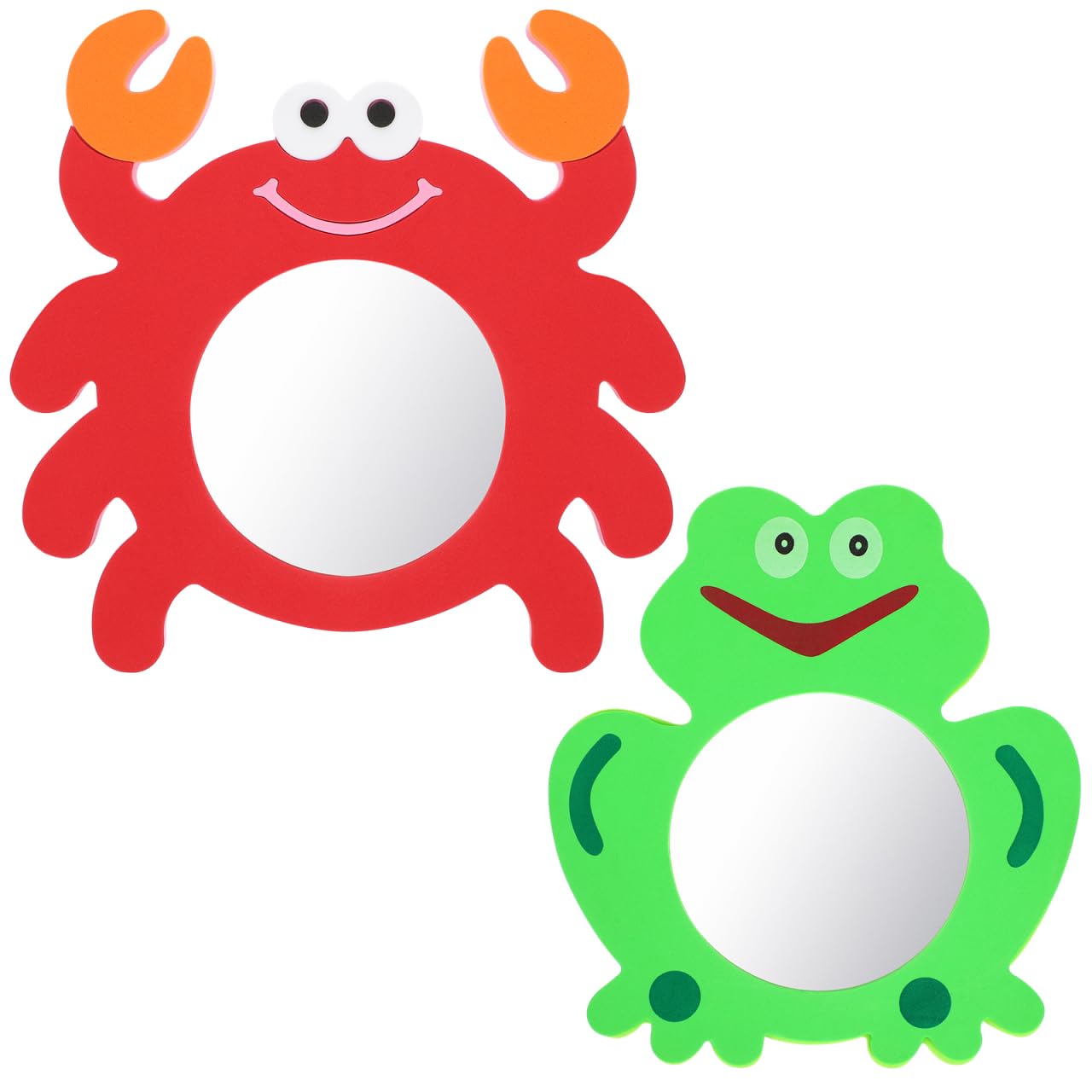 Totority 2-Pack Cartoon Crab Shaped Foam Bath Mirrors for Kids - Educational Bath Toys, Water Play & Bathtime Fun - Perfect for Toddler Bath Time, Sensory Play & Learning