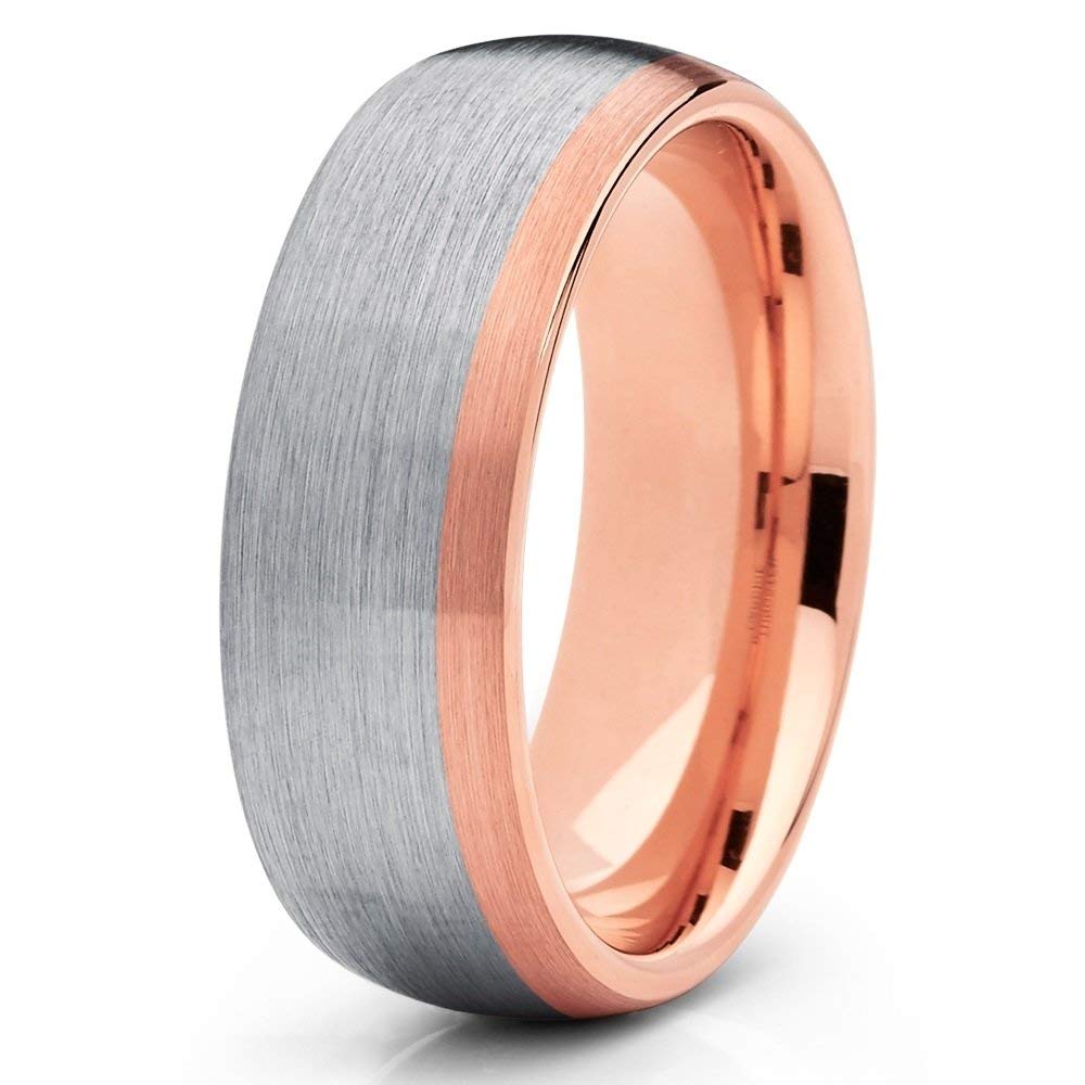 Rose Gold Tungsten Wedding Band for Men & Women - 18k Rose Gold Plated Tungsten Carbide Ring - Comfort Fit Anniversary Ring - Perfect for Weddings, Engagements & Special Occasions