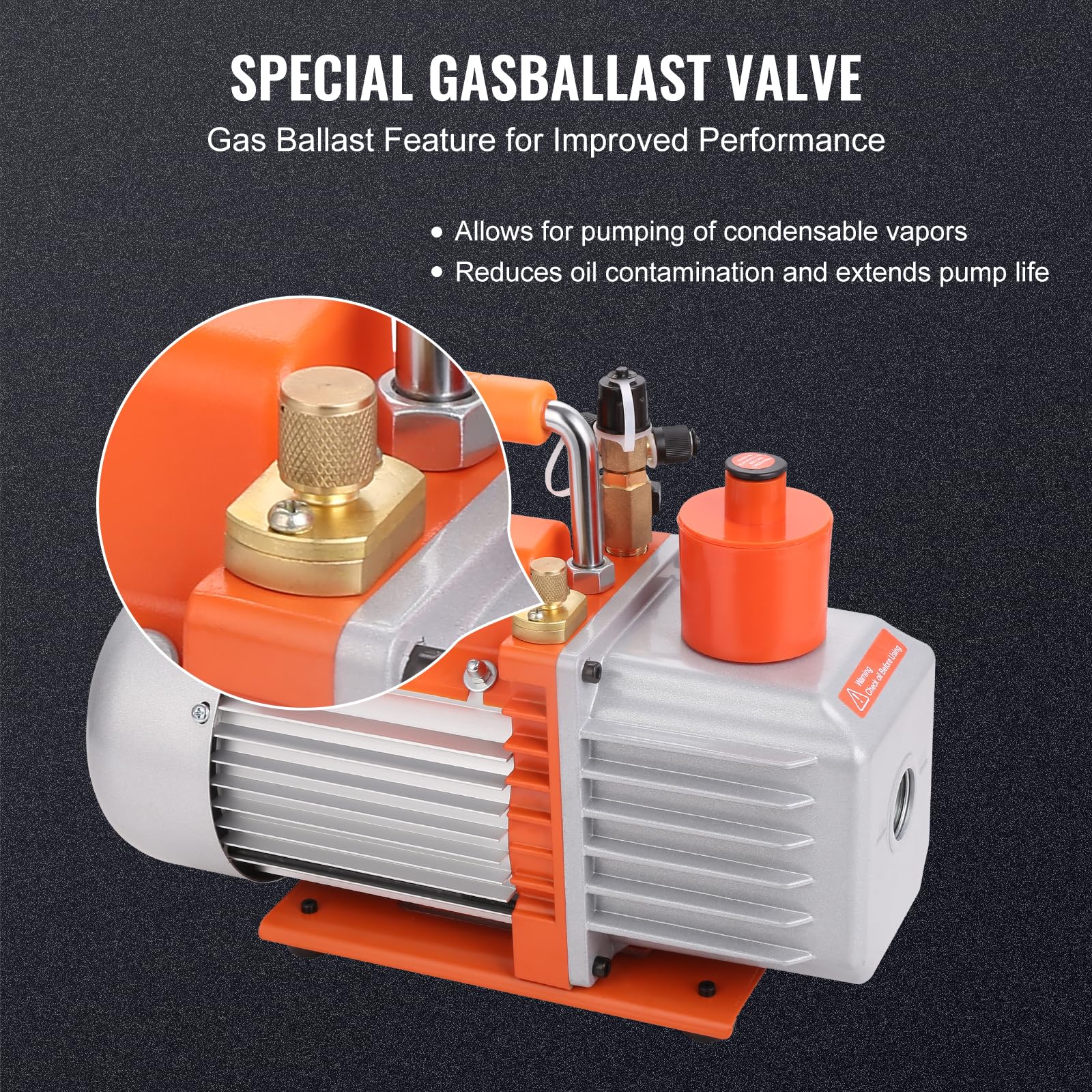 VEVOR 2 Stage 5 CFM Rotary Vane Vacuum Pump 120V - HVAC Refrigerant Recovery Pump for AC Repair, Refrigeration Maintenance, Resin Degassing & Auto Air Conditioning Service - Perfect for HVAC Technicians & DIY Home Repair