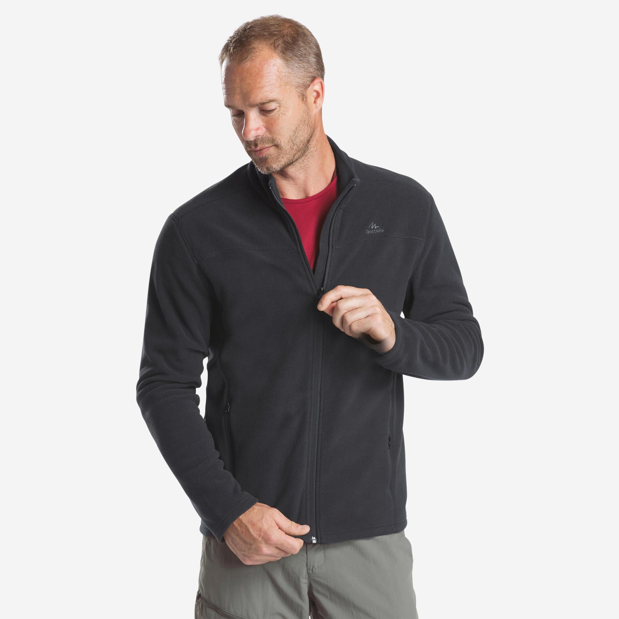 Quechua Men's MH120 Lightweight Hiking Fleece Jacket - Warm & Breathable for Outdoor Adventures, Camping & Travel