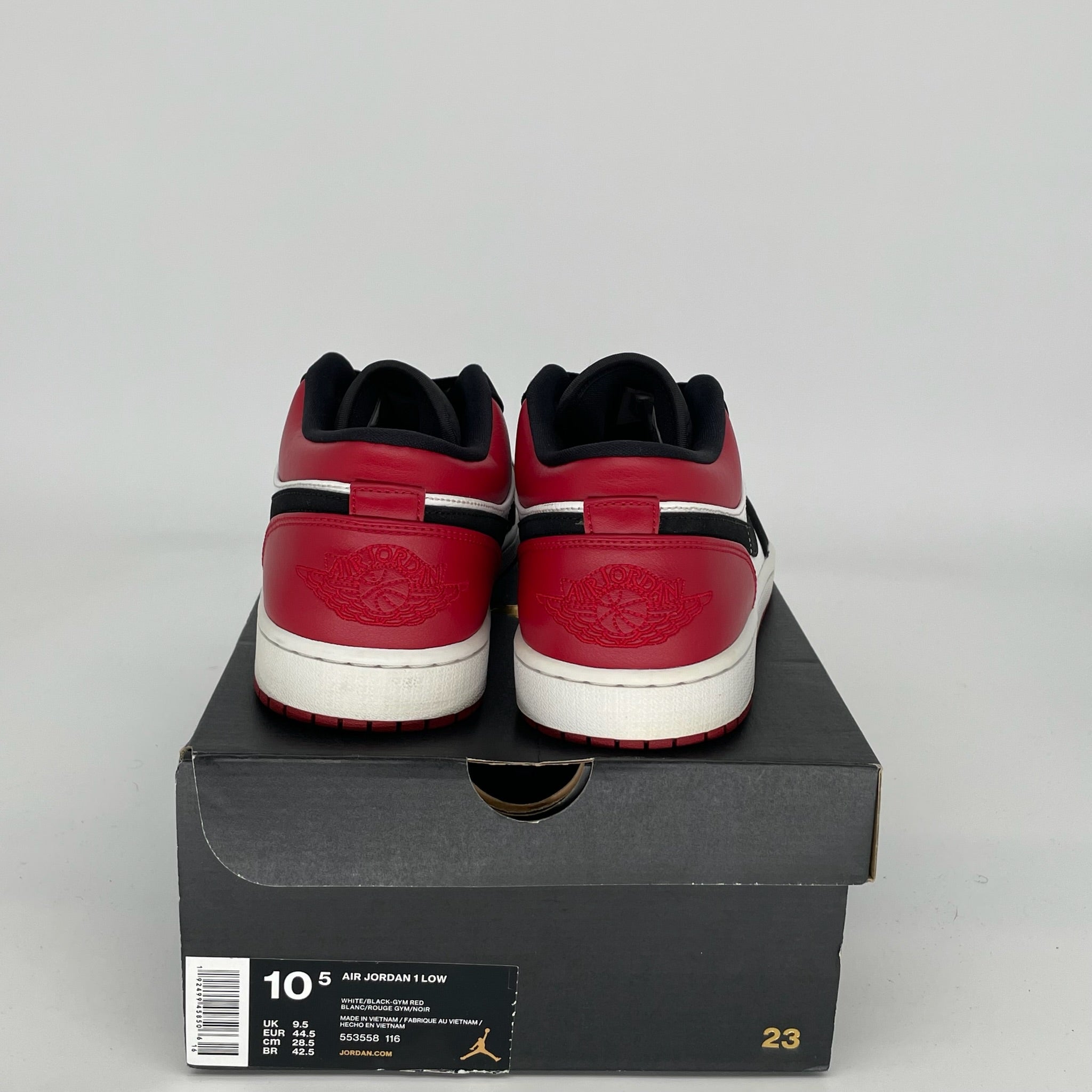 AIR JORDAN 1 LOW Black Toe Men's Basketball Shoes Size 10.5 - Style 553558-116 | Retro Sneakers for Casual Wear, Street Fashion & Sports Enthusiasts