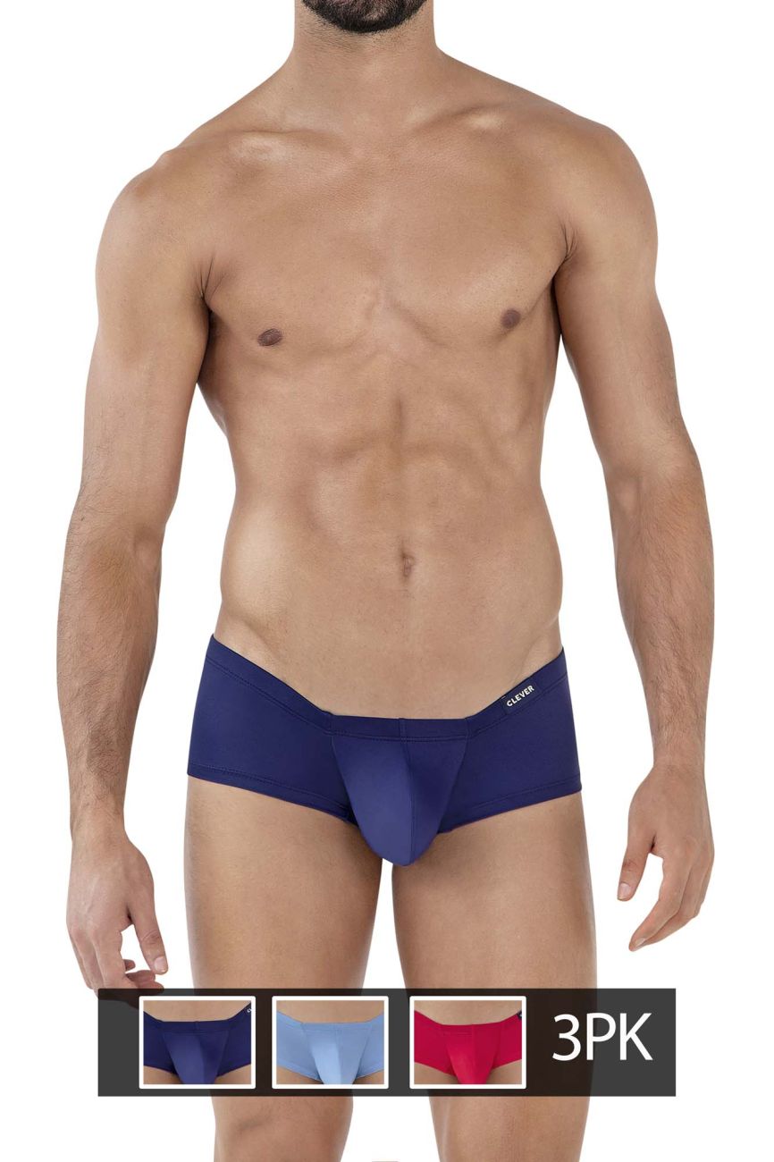 Clever Australian Latin Trunk - Red, Blue & Dark Blue 3-Pack | Comfortable Swim Briefs for Men, Beach & Pool Wear