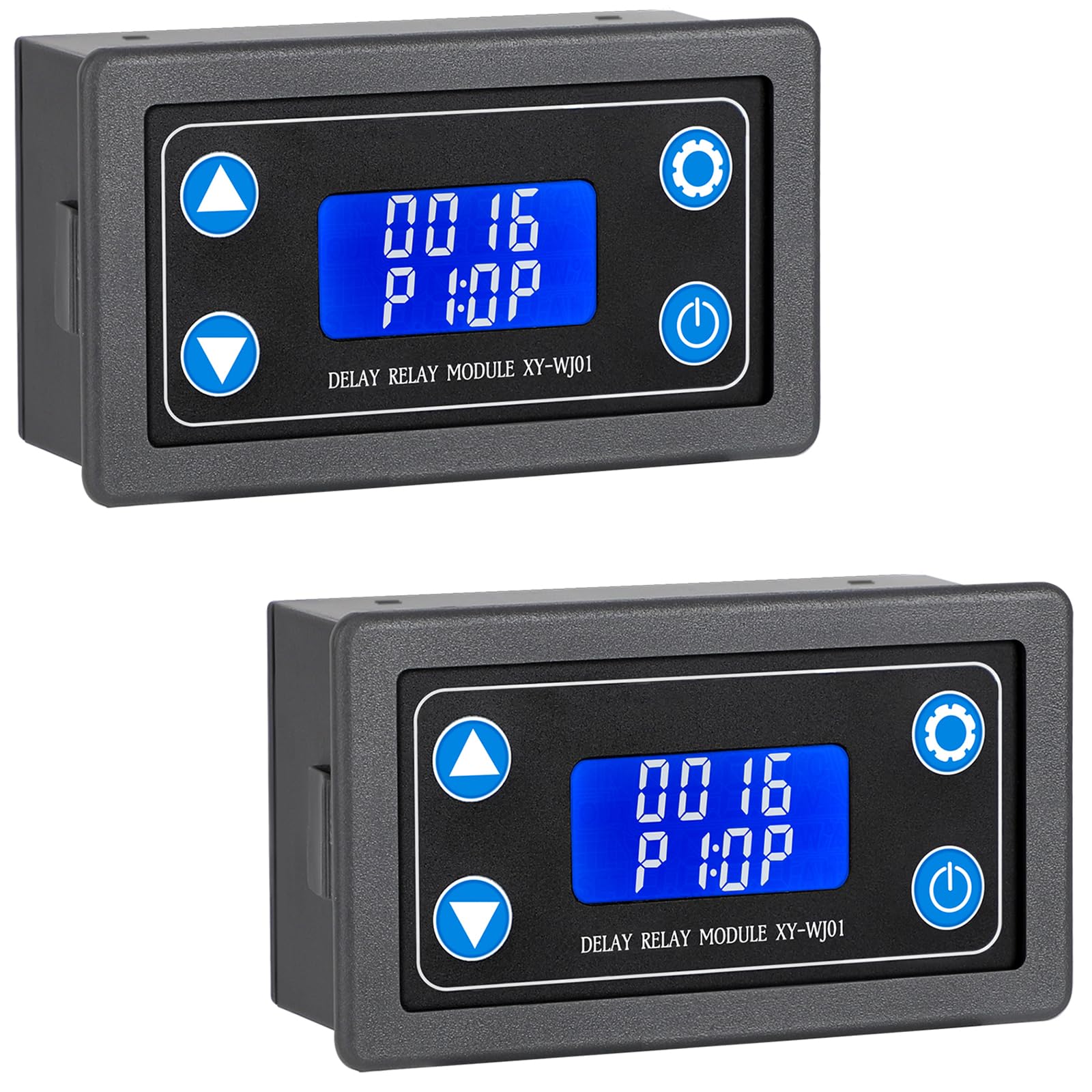 DROK Digital Timer Relay 2 Pack, DC 6-30V 12V 24V Delay Switch Module with LCD Display (0.01s-9999min, 50mA) - AC 220V Power On/Off Controller for Industrial Automation, Home Appliances & DIY Electronics Projects