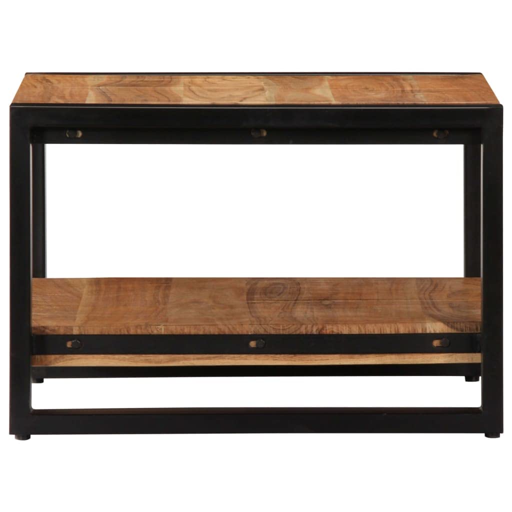 Handmade Industrial Square Acacia Wood Coffee Table with Iron Frame & Storage Compartment - Rustic Modern Living Room Furniture for Small Spaces, Apartments & Farmhouse Decor