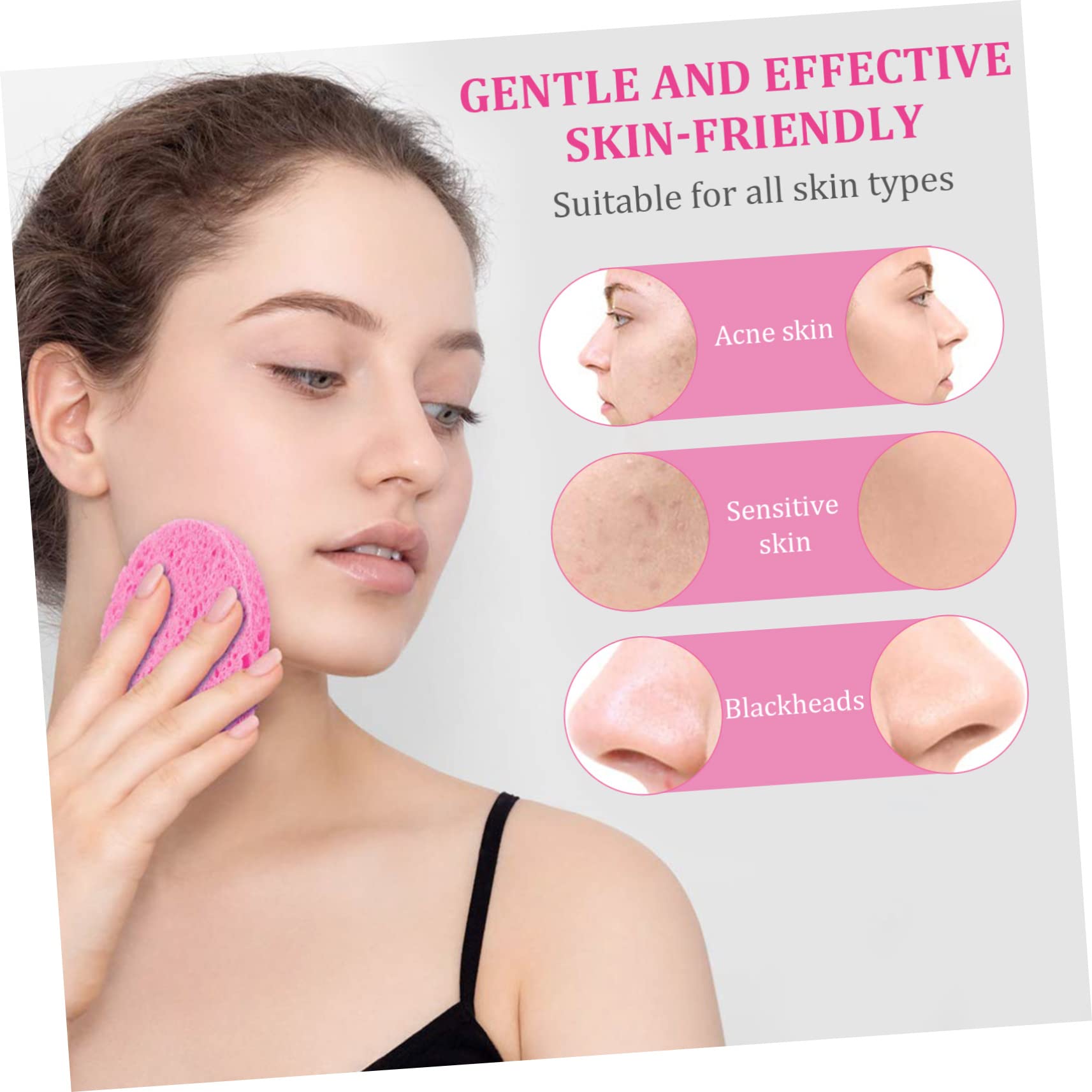 Beautyful 2-Pack Round Makeup Sponges - 100pcs Cellulose Makeup Remover Sponges, Gentle & Non-Irritating for Sensitive Skin | Perfect for Daily Makeup Removal, Blending & Touch-Ups