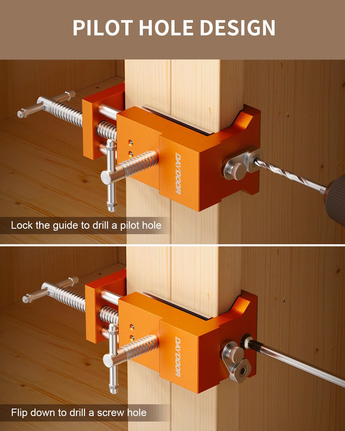DAYDOOR 2-Pack Orange Cabinet Clamps - Professional Face Frame Installation & Alignment Tools for Woodworking | Perfect for Cabinet Making, DIY Projects & Home Renovation
