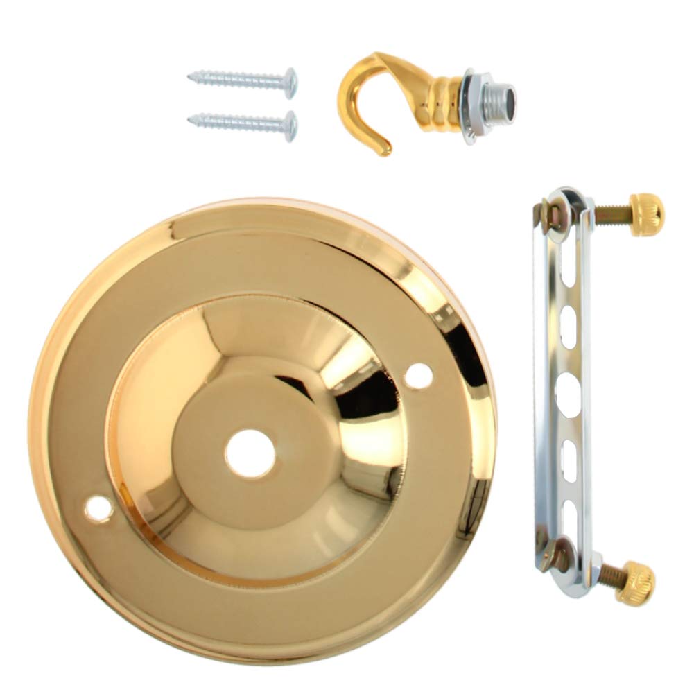 Aicosineg 4.13x2.17 Inch Gold Round Ceiling Light Plate Kit with Screws - Pendant Light Fixture Base Chassis for Home Improvement, Living Room, Bedroom & Dining Room Lighting