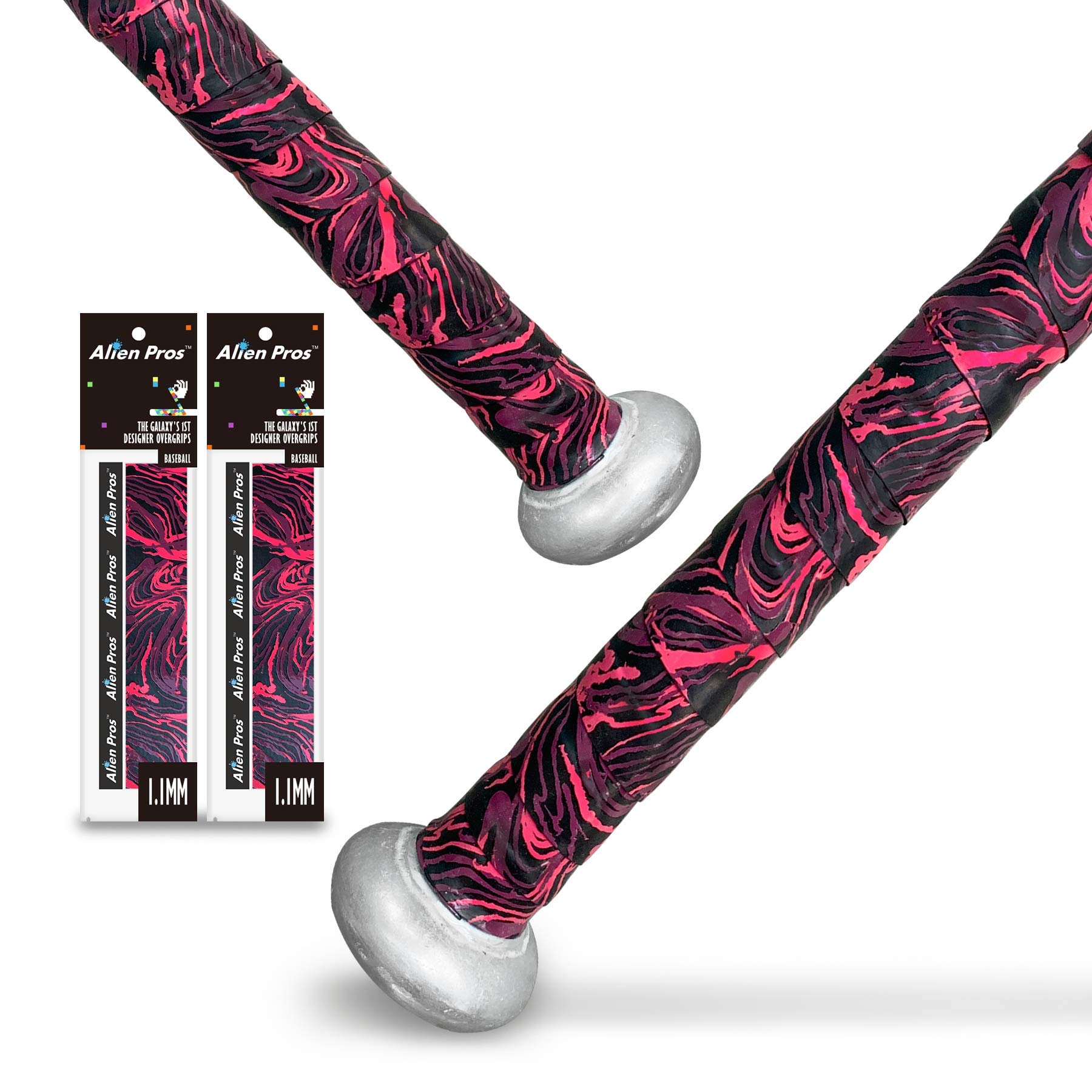 ALIEN PROS Baseball Bat Grip Tape - 1.1mm Precut Pro Feel Bat Tape (2 or 4 Grips) - Replace Old Bat Grip for Better Control - Perfect for Baseball, Softball & Training - Enhance Your Swing for Epic Home Runs