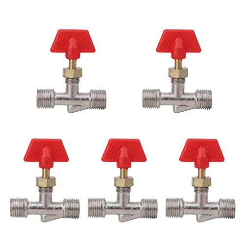 5PCS 1/4 Inch Brass Needle Valve Float Ball Valve - Air Compressor & Pump Accessories for HVAC, Water Tanks & Pneumatic Systems