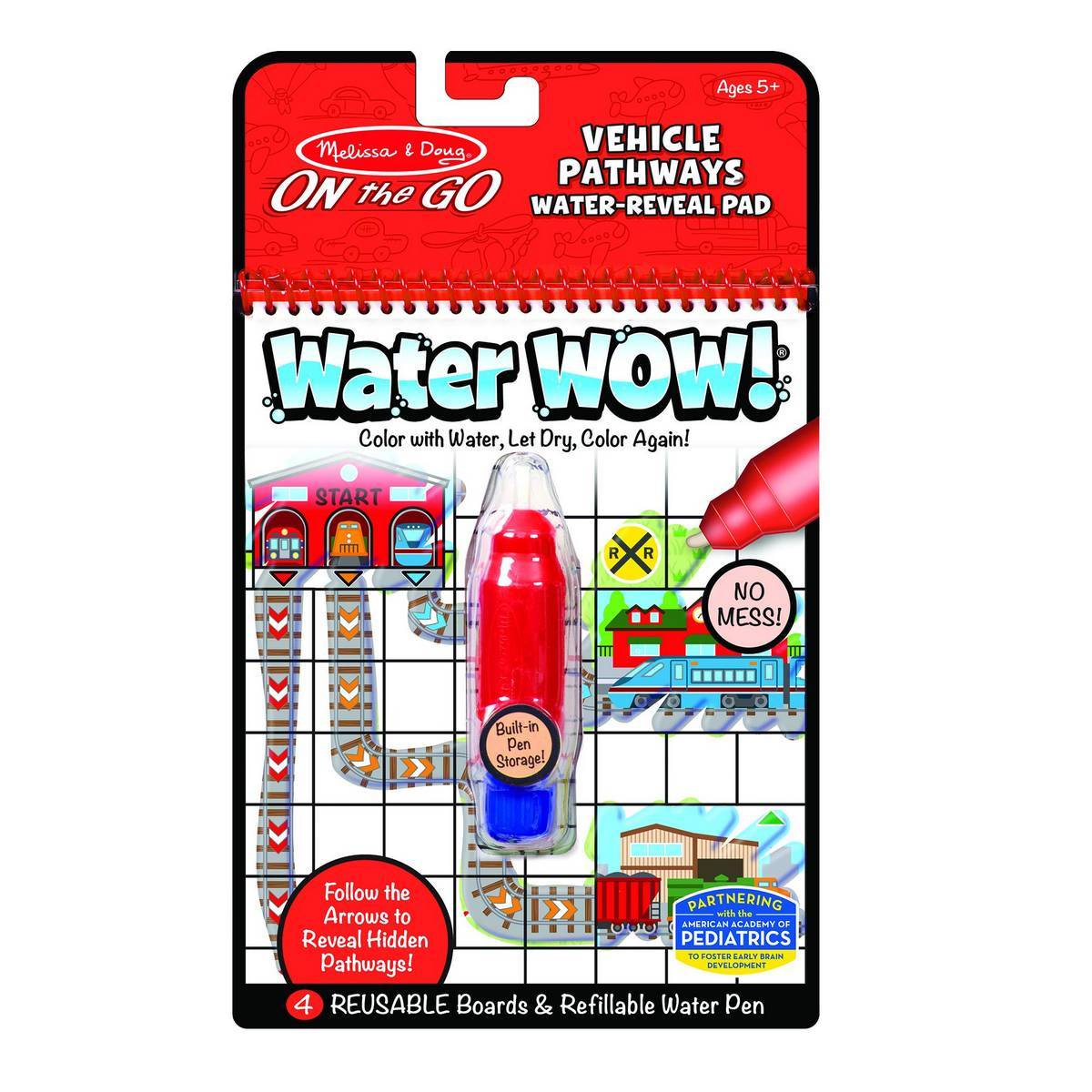 M&D On The Go Water Wow Vehicle Pathways - Reusable Water Drawing Activity Book for Kids - Perfect for Travel, Road Trips & Quiet Playtime