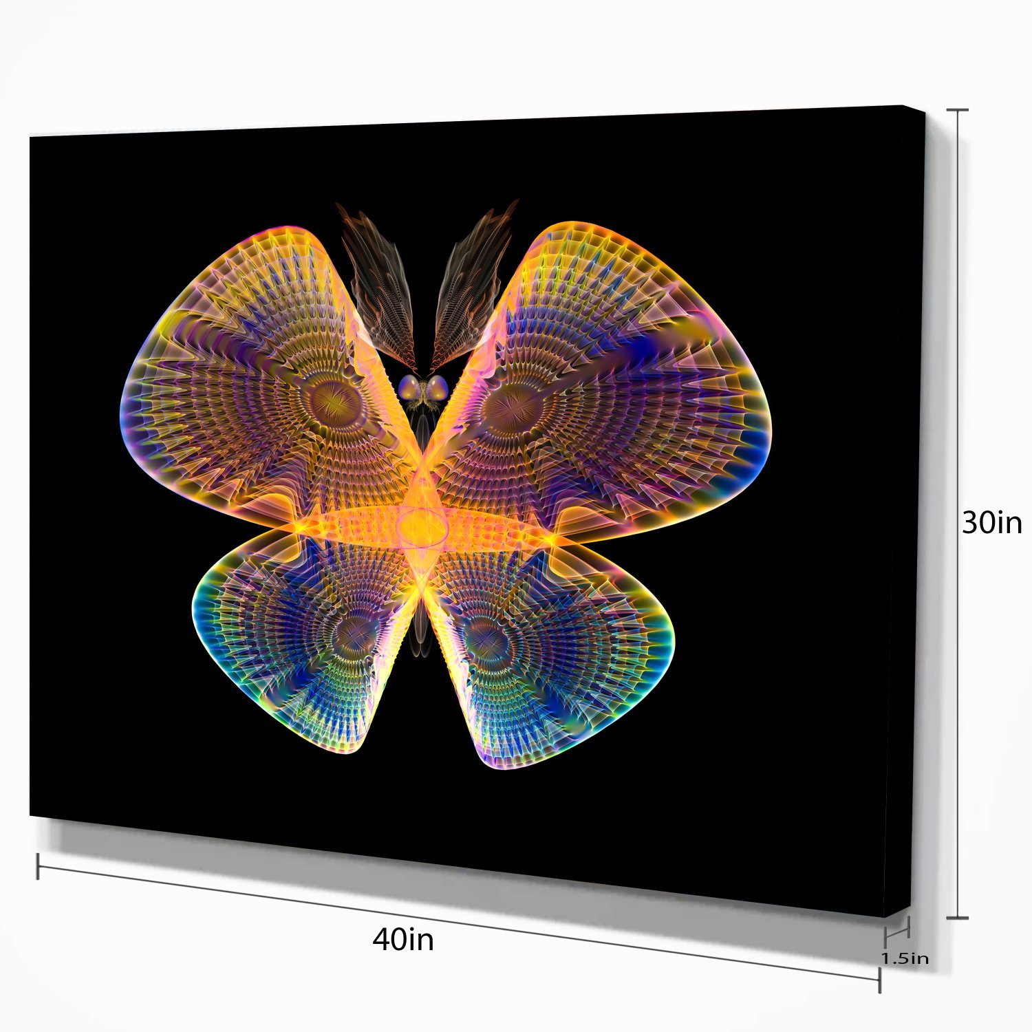 Blue and Yellow Fractal Butterfly Abstract Canvas Art Print - Stunning Wall Decor for Living Room, Bedroom & Office