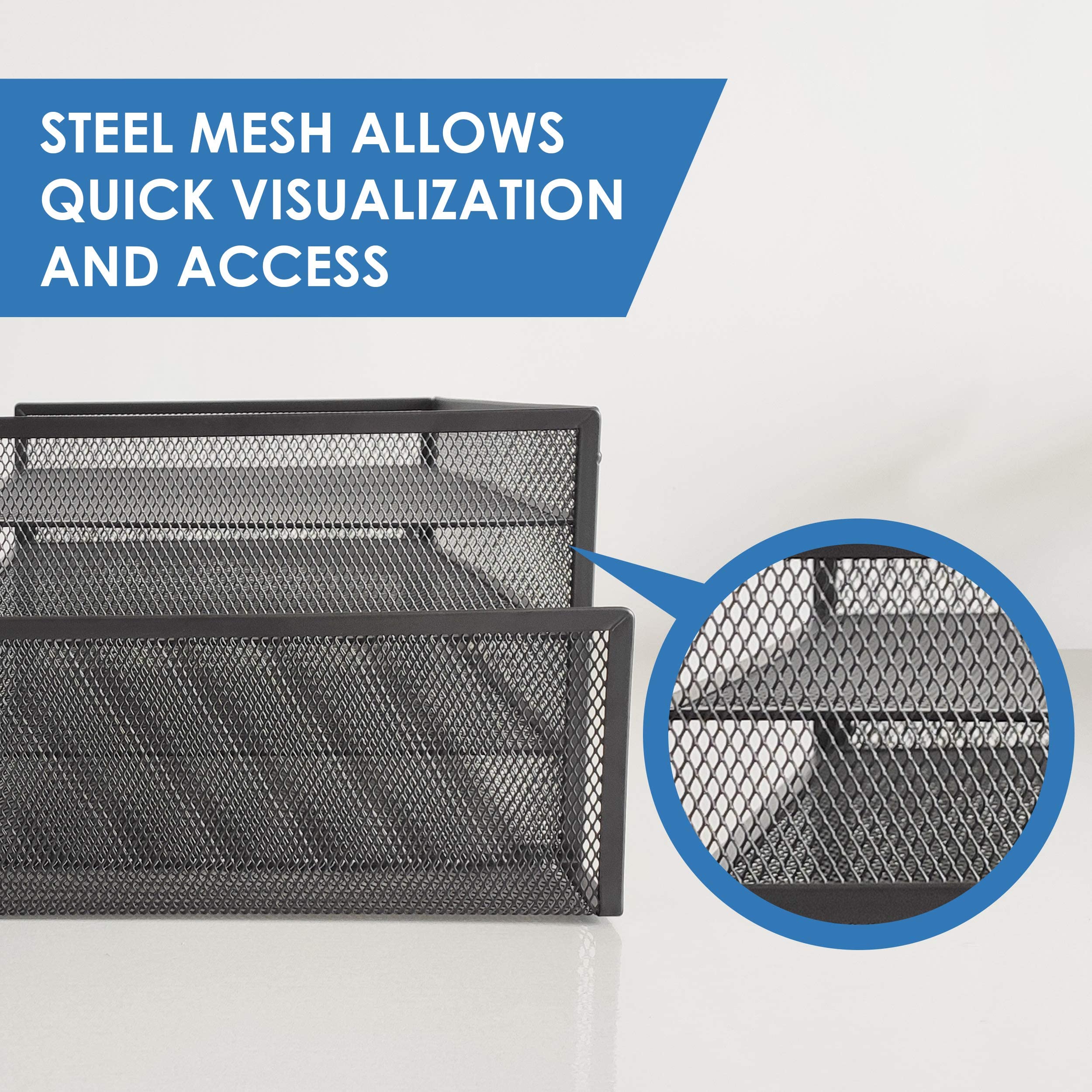 Mesh Desk File Organizer with 4 Compartments - Letter Tray for Papers, Folders, Binders & Office Supplies - Perfect for Home Office Organization & Storage (Black) - Great for Workspace, Study Desk & Office Organization