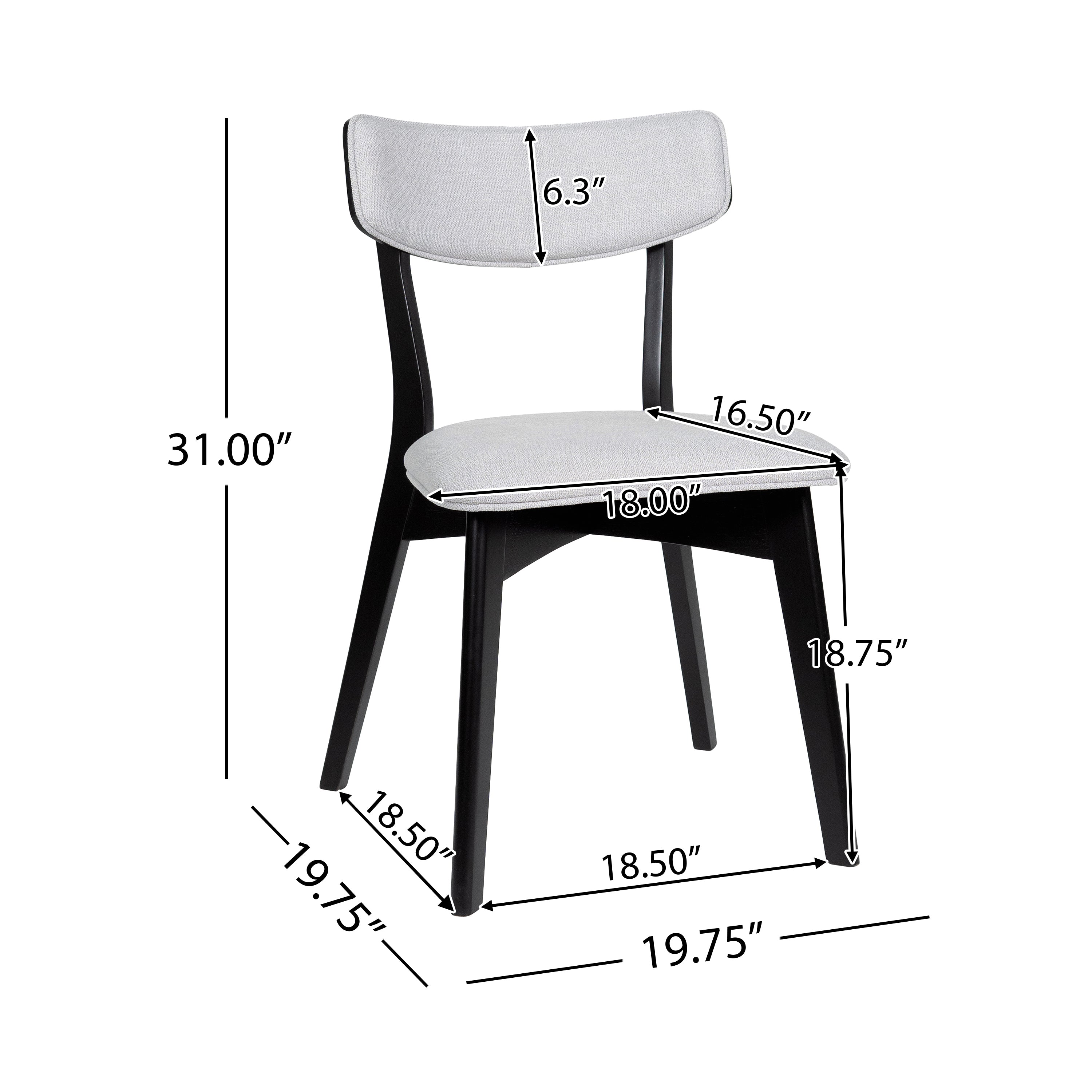 Modern Dining Chairs Set of 2 - Sturdy Wooden Kitchen Chairs with Padded Seats - Perfect for Dining Room, Kitchen, Breakfast Nook & Small Spaces
