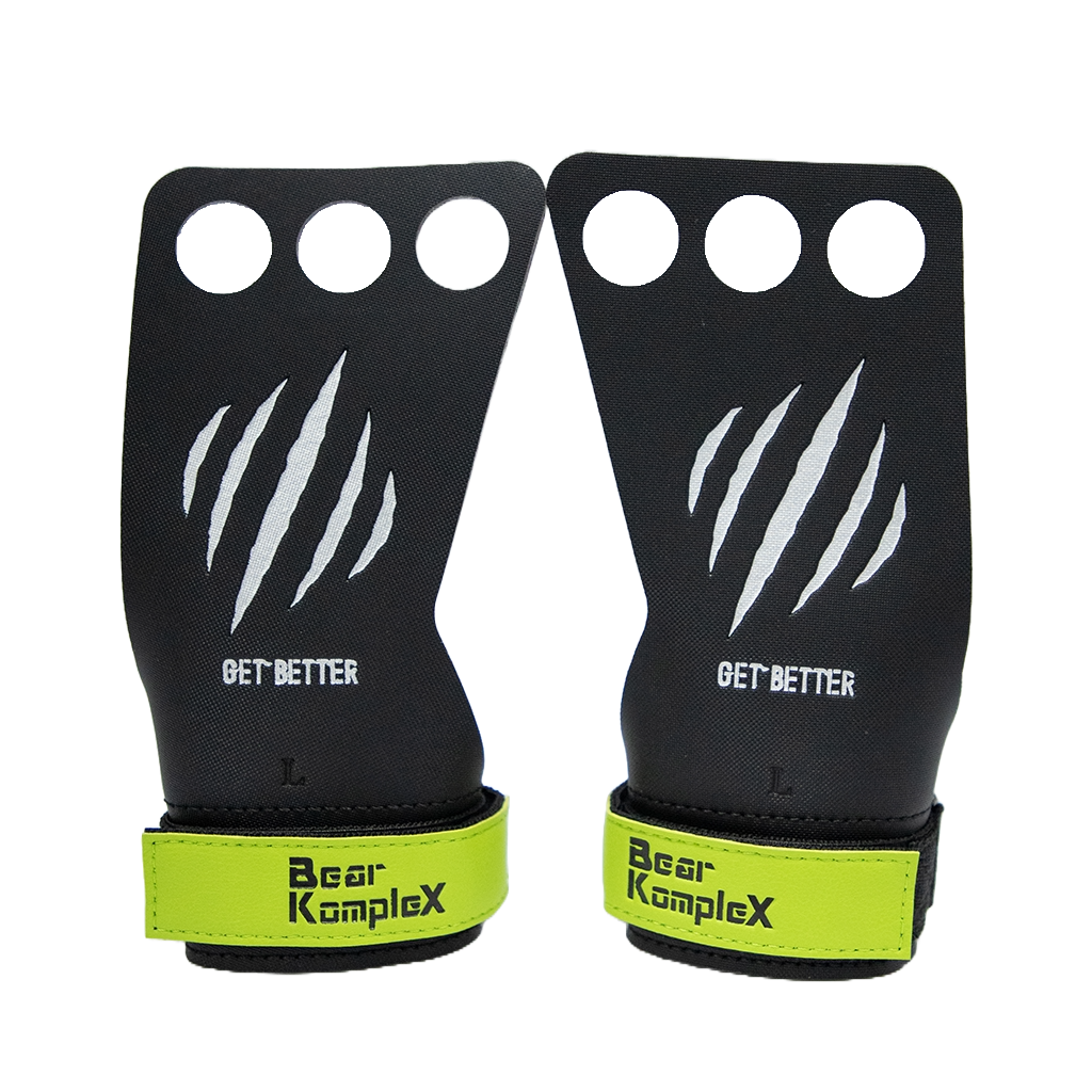 Bear KompleX 3 Hole Black Diamond Grips - Premium Weightlifting Grips for CrossFit, Powerlifting & Gym Training - Enhance Grip Strength & Protect Hands During Workouts