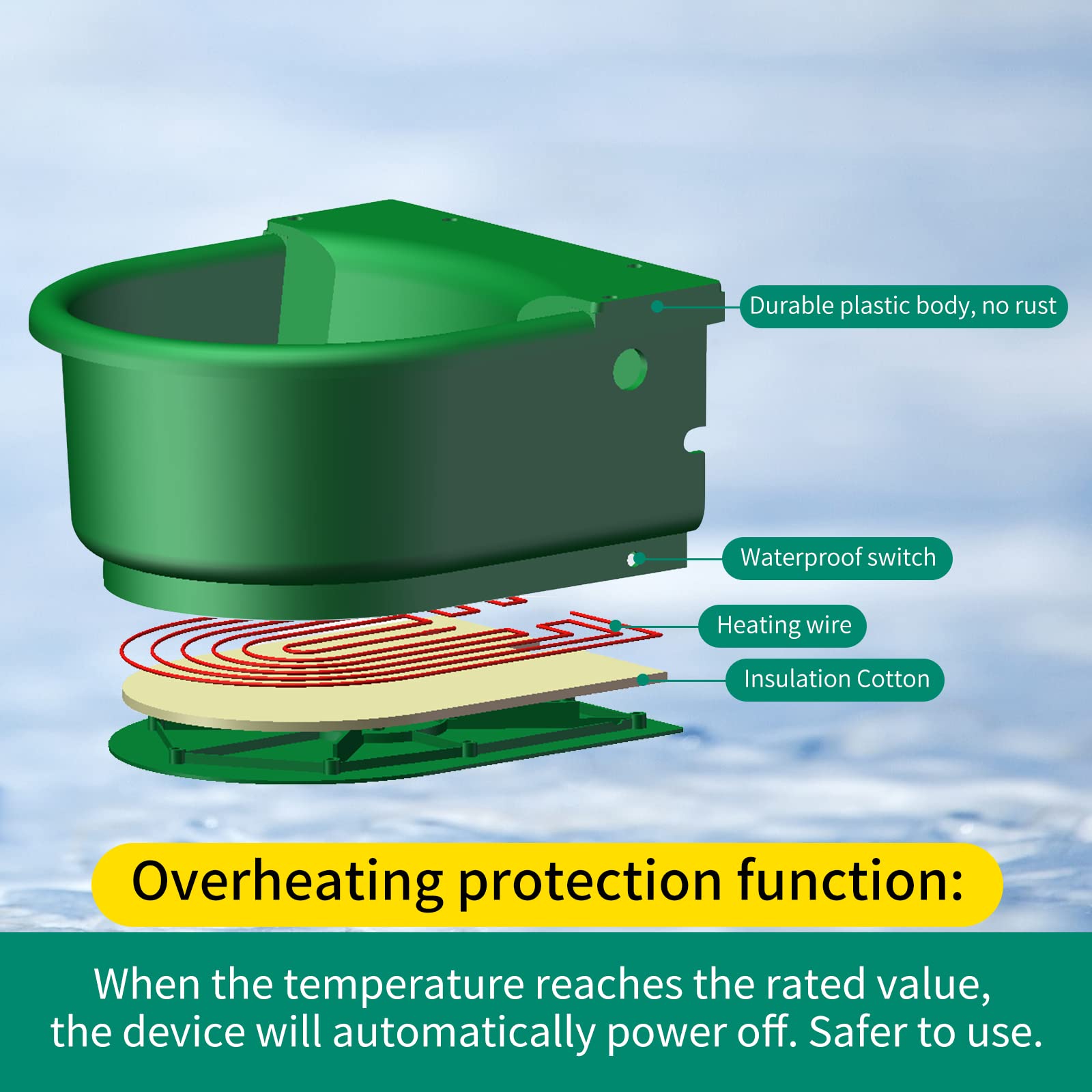 4L Automatic Heated Horse Water Bowl - Large Capacity Farm Animal Waterer with Float Control & Constant Temperature - Ideal for Outdoor Use with Dogs, Goats, Chickens and Other Pets in Winter