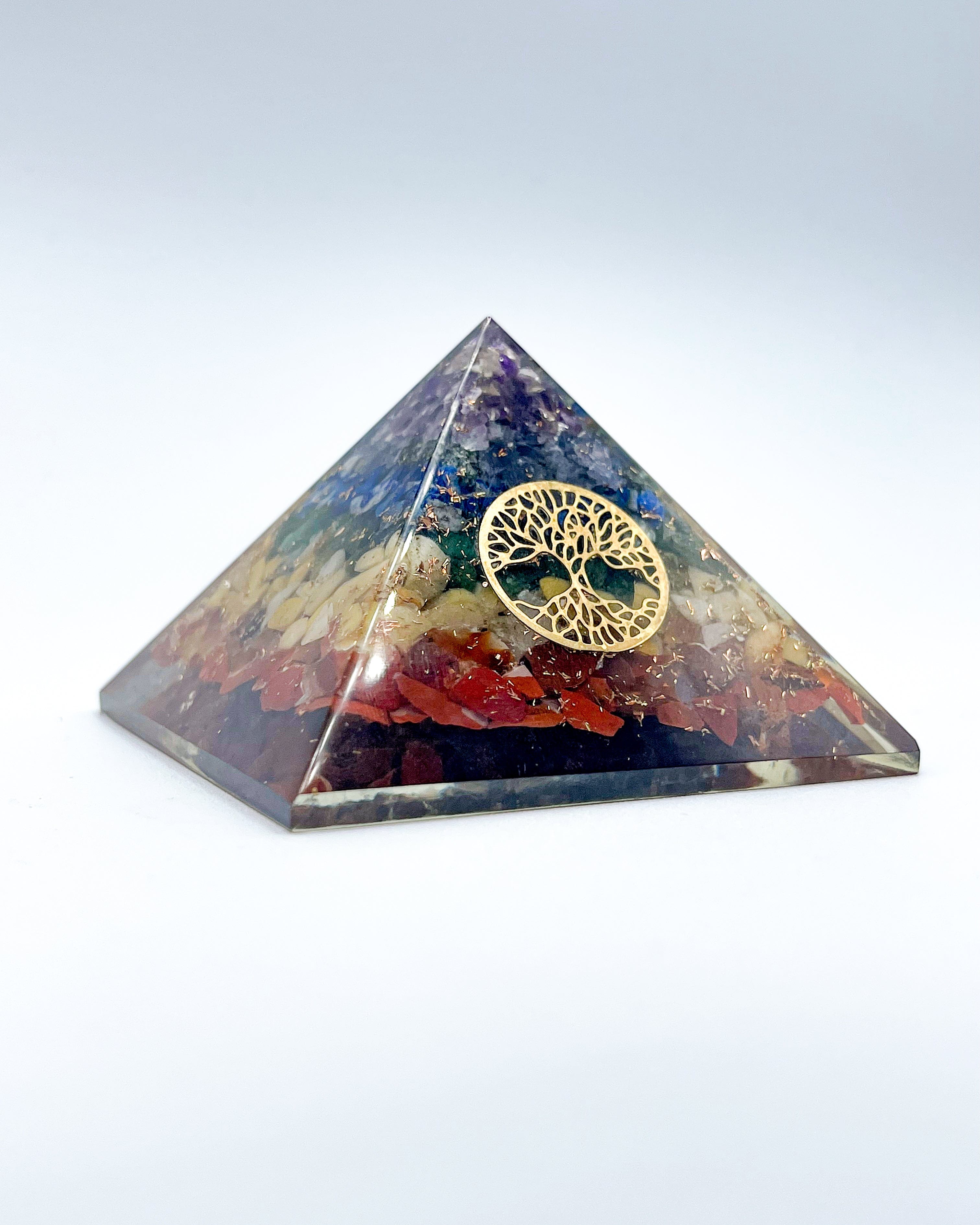 Chakra Healing Orgonite Pyramid - Energy Balancing Crystal for Meditation, Home & Office Decor - Perfect for Spiritual Healing, Stress Relief & Positive Vibes