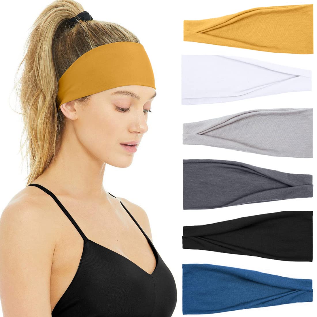 Non-Slip Women's Headbands for Workout & Yoga - Sweat Wicking Elastic Hair Bands for Women - Perfect for Running, Gym, Tennis & Summer Sports Hair Accessories