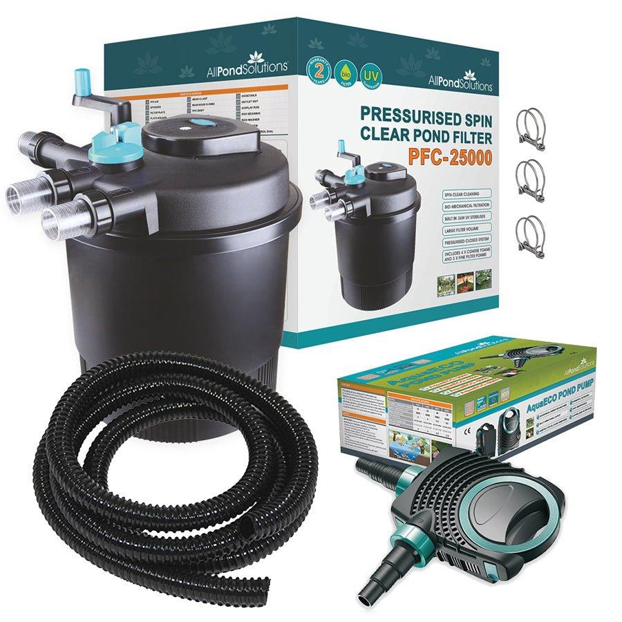 AllPondSolutions 25000L Pressurized Pond Filter Kit - Easy Clean PFC 25000 for Large Garden Ponds | Outdoor Water Feature Maintenance & Fish Tank Filtration System