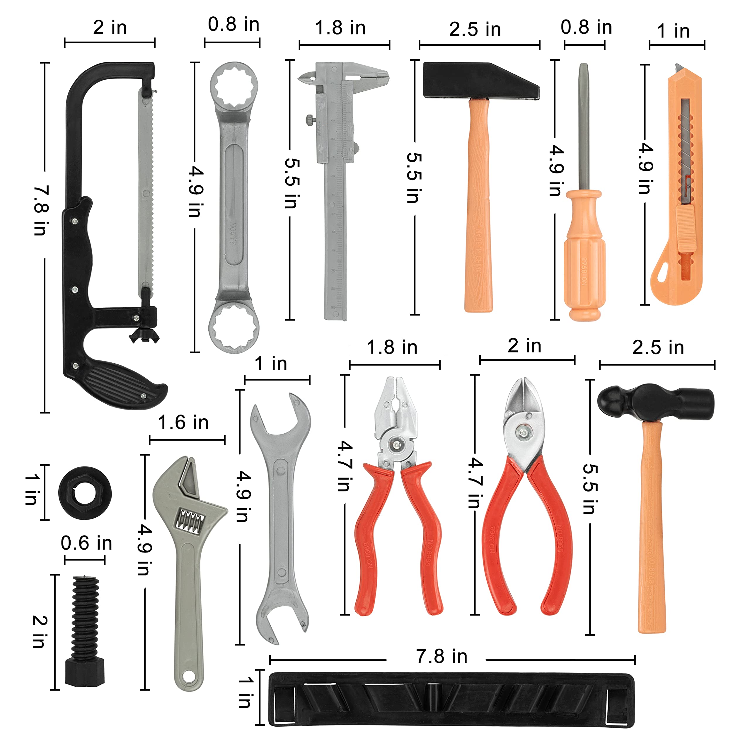 28-Piece Kids Toy Tool Set - Construction Party Supplies, Plastic Pretend Play Tools with Screwdrivers, Pliers, Axes & Saws - Perfect for Boys' Birthday Gifts, Role Play & STEM Learning Activities