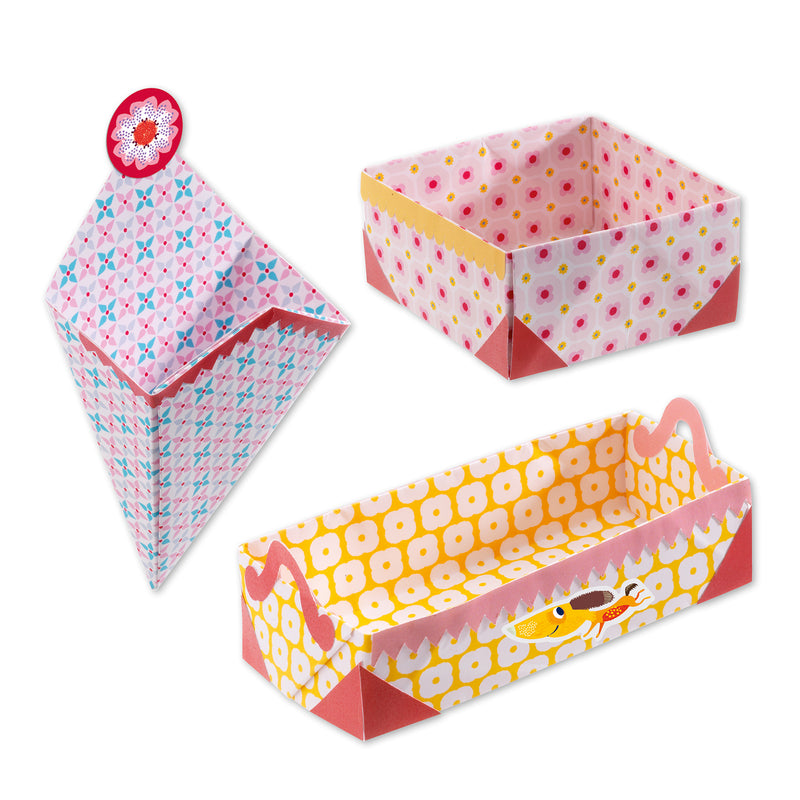 Djeco Origami Small Boxes - Creative DIY Paper Folding Craft Kits for Kids & Adults - Perfect for Gifts, Party Favors & Home Decor