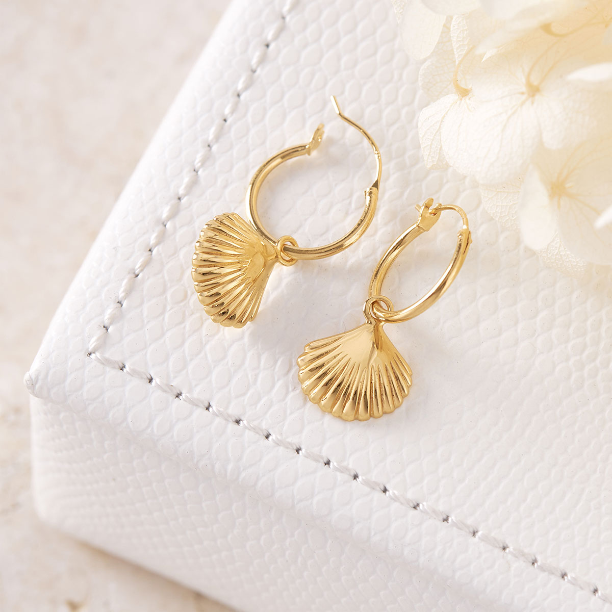 Gold Seashell Hoop Earrings for Women - Elegant Beach Jewelry for Summer, Vacations & Boho Style Outfits