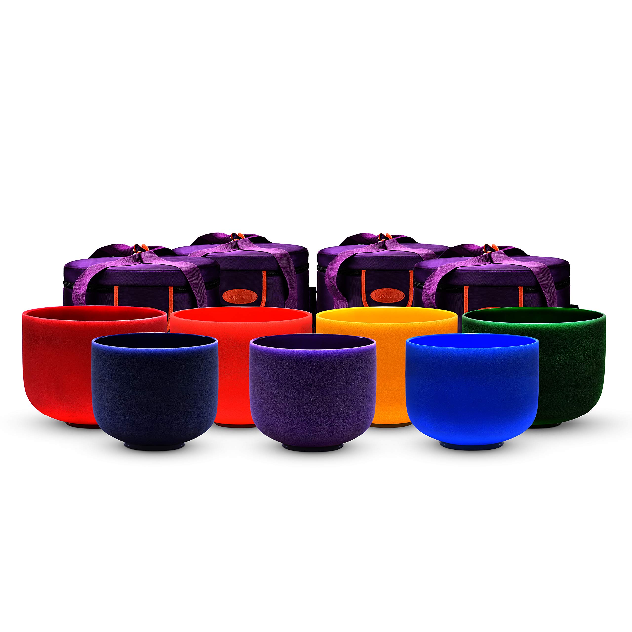 TOPFUND 7 Chakra Crystal Singing Bowl Set - 8-10 inch Handcrafted Healing Bowls with Mallets & Durable Carrying Case for Meditation, Yoga, Sound Therapy & Spiritual Healing