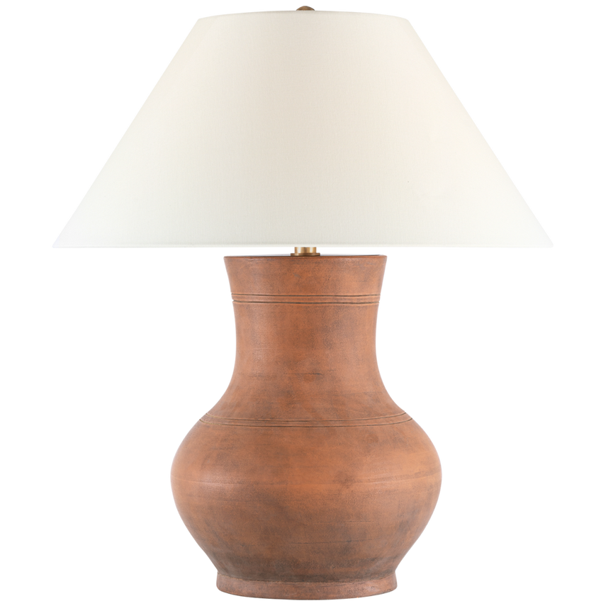 Sorrento Terracotta Table Lamp - Handcrafted Italian Style Ceramic Bedside Lamp with Linen Shade, Perfect for Living Room, Bedroom or Office Decor