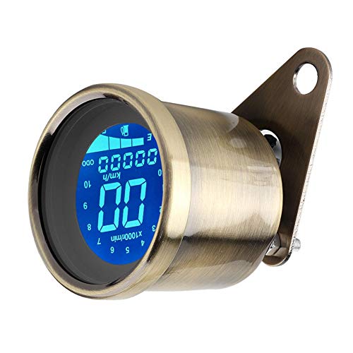Universal Motorcycle LED Speedometer - Waterproof 12V Odometer Gauge for Bikes (Yellow Bronze) - Durable & Accurate Riding Instrument