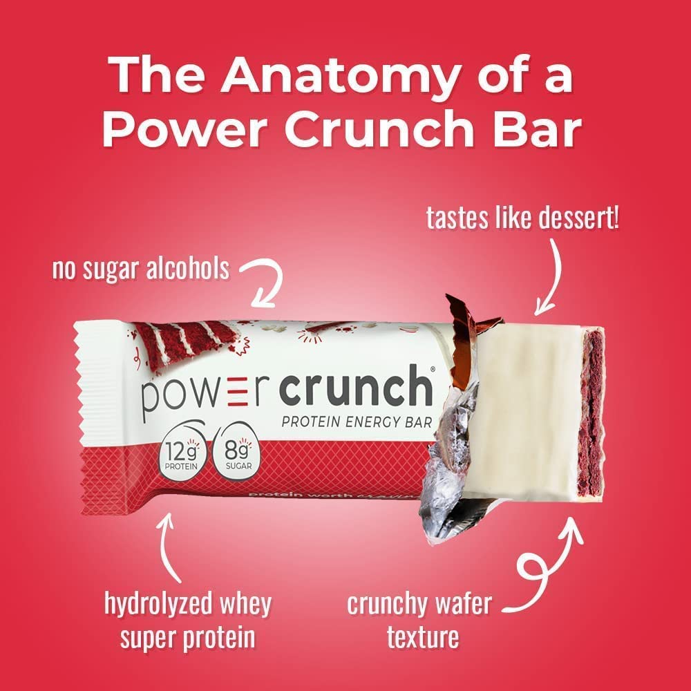 Power Crunch Protein Wafer Bars - High Protein Low Carb Keto Snacks (12 Pack, 1.4oz Each) | Red Velvet Flavor | Post-Workout Recovery & On-The-Go Healthy Snacking