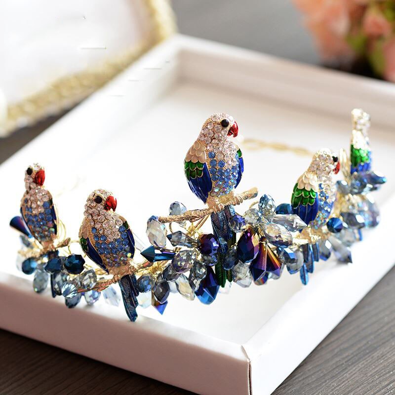 Luxury Royal Parrot Tiara Headpiece - Elegant Costume Jewelry for Cosplay, Renaissance Fairs & Themed Parties | Perfect for Halloween, Mardi Gras & Costume Events