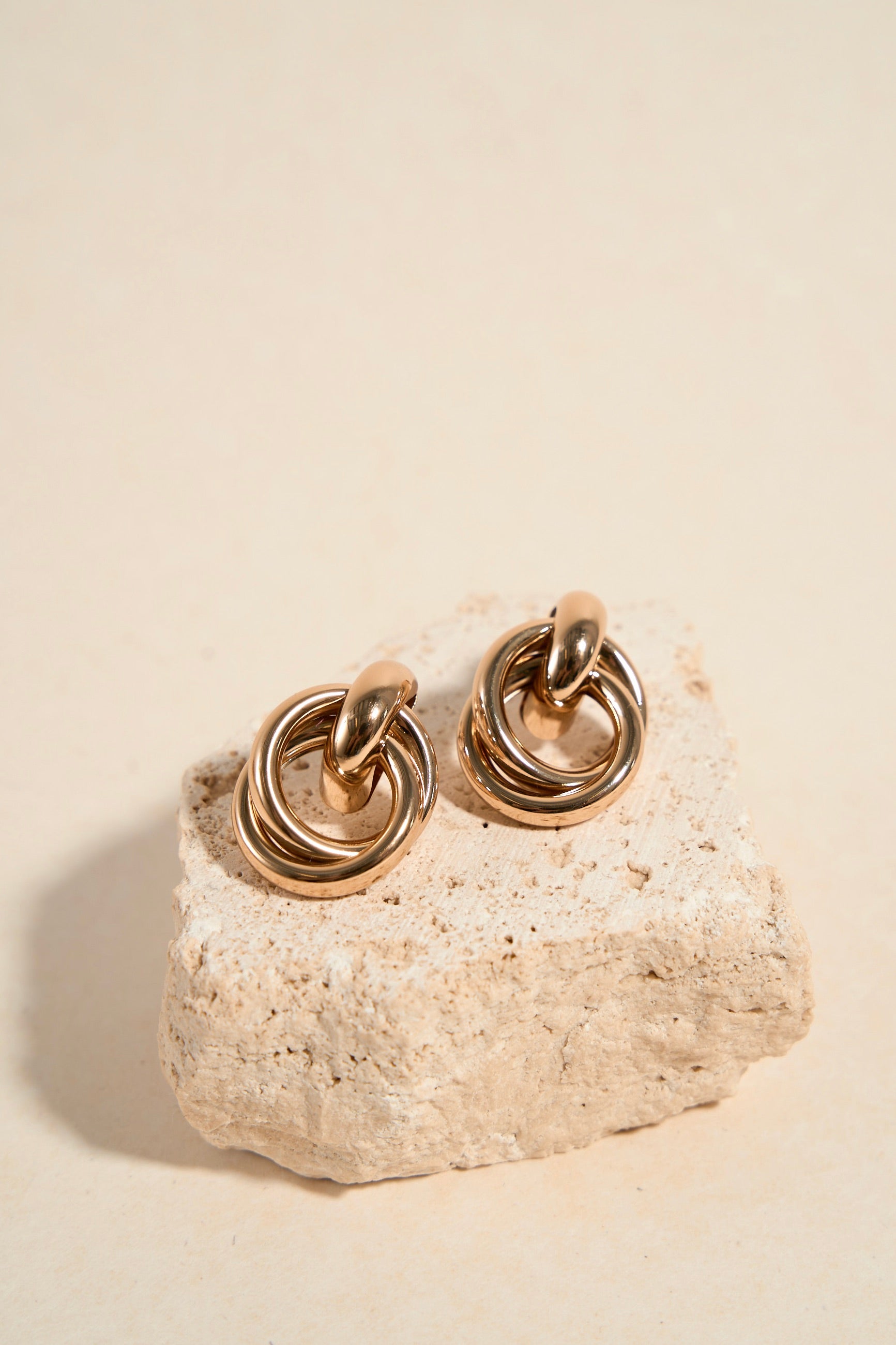Double Thick Circle Gold Stud Earrings for Women - 14K Gold Plated Hoop Earrings for Everyday Wear & Gift Giving
