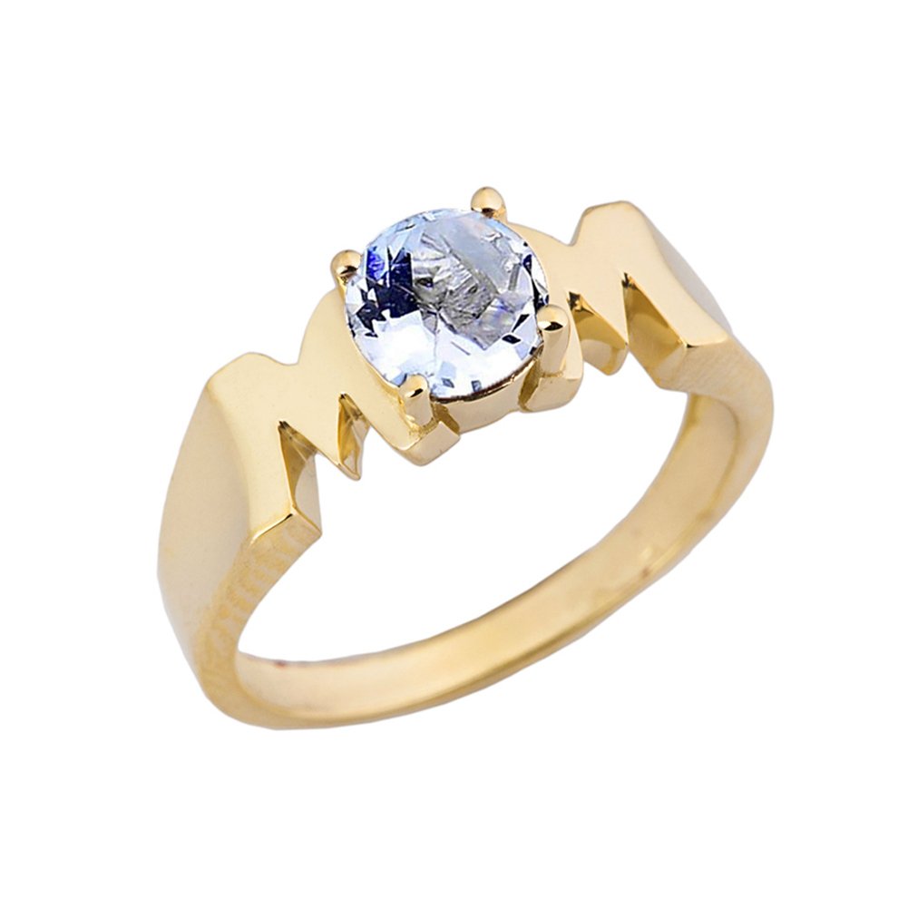10k Yellow Gold Personalized Mom Ring with Genuine Gemstone - Elegant Mother's Jewelry Gift for Birthday, Anniversary & Special Occasions