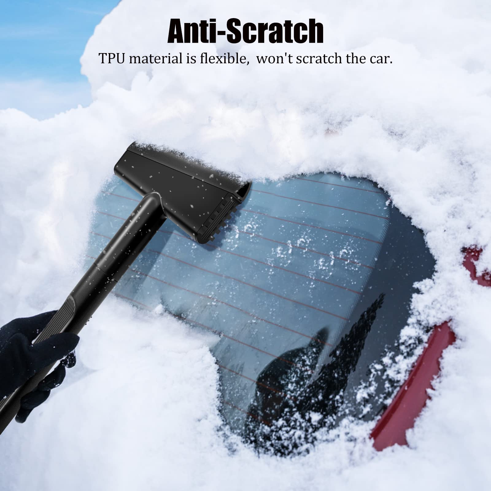 Premium 2-Pack Car Windshield Ice Scraper - Heavy Duty Snow & Frost Removal Tool with Ergonomic Handle | Winter Car Accessories for Snowy Weather & Emergency Roadside Use