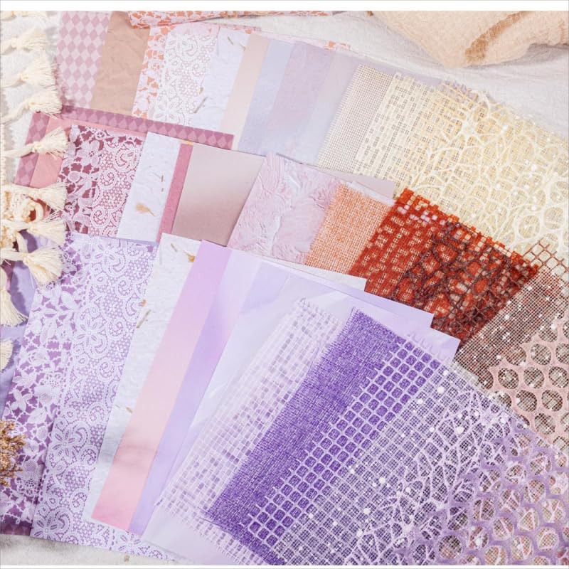 90 Sheets Textured Scrapbook Paper for DIY Crafts - Decorative Decoupage Paper & Mesh Fabric Material for Wedding Scrapbooking, Junk Journaling, Collage & Embellishments - Perfect for Card Making, Scrapbook Albums & Home Decor Projects