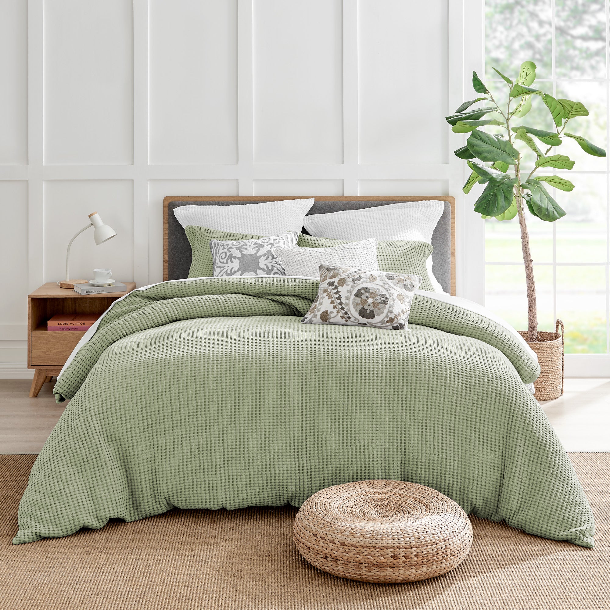 Mills Waffle Duvet Cover Set - Soft Textured Bedding for Cozy Comfort - Perfect for Master Bedroom, Guest Room & Dorm Decor