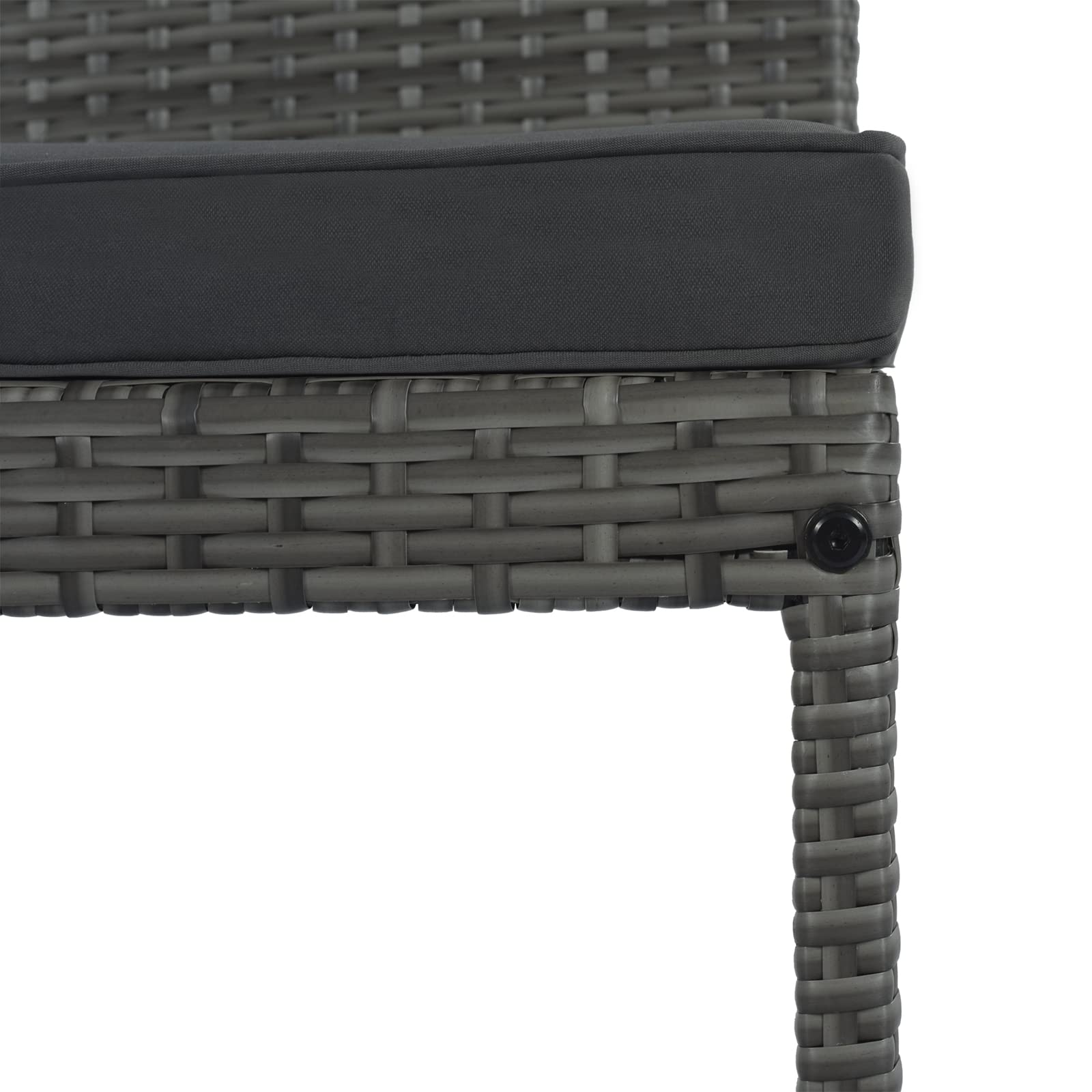 5-Piece Wicker Outdoor Bar Set with 4 Cushioned Stools & Acacia Wood Table - Patio, Backyard, Garden, Poolside High-Top Dining Set (Grey) - Perfect for Outdoor Entertaining, BBQs, and Relaxing by the Pool