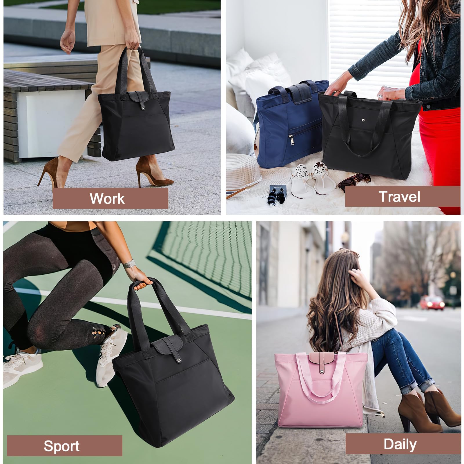 JASGOOD Women's Foldable Travel Tote Bag - Large Reusable Shoulder Handbag for Shopping, Beach, Work & Daily Use