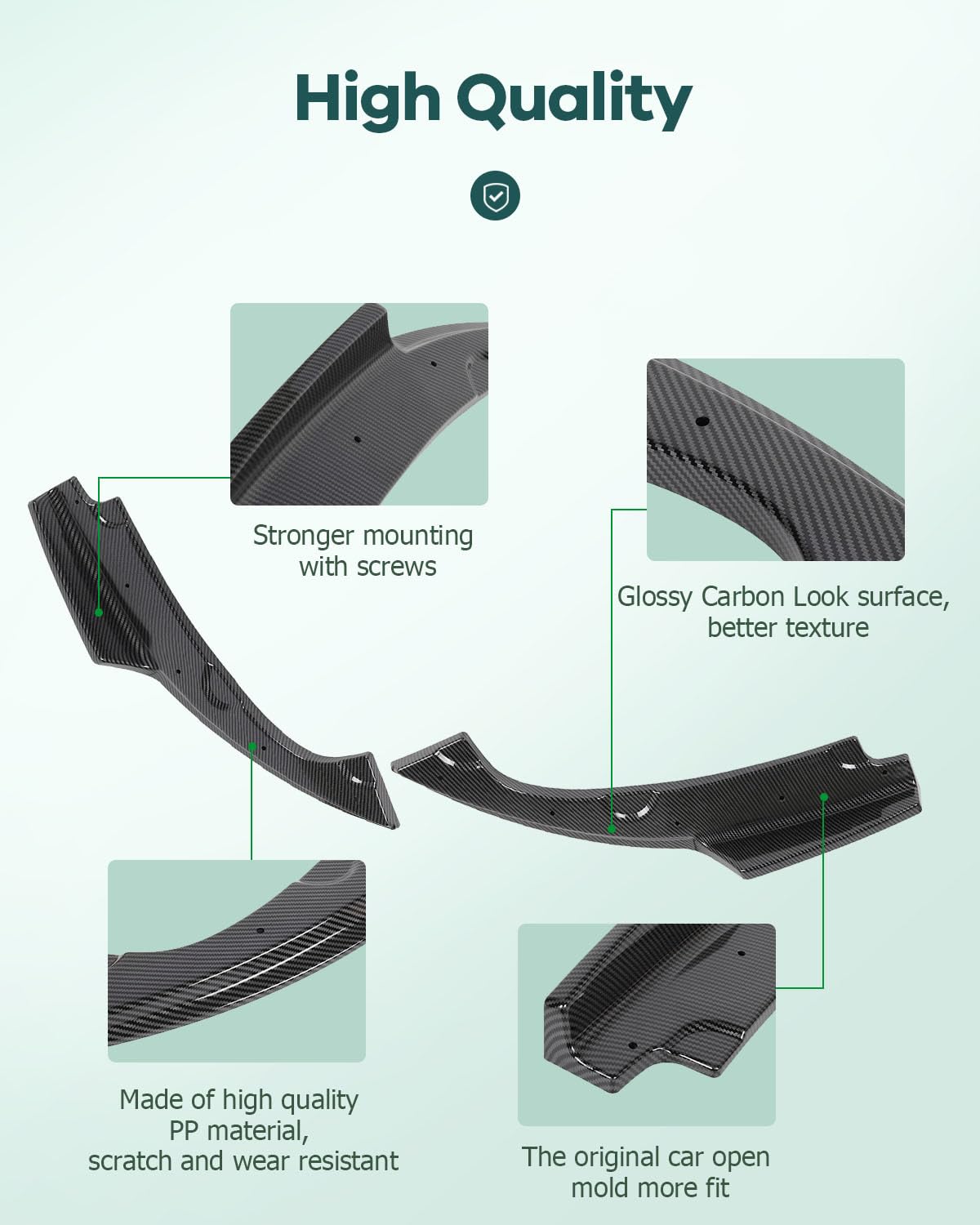 SCITOO Black PP Front Bumper Lip Spoiler Kit for 2016-2021 Honda Civic 10th Gen - Aggressive Style Upgrade, Perfect for Car Enthusiasts & Street Racing