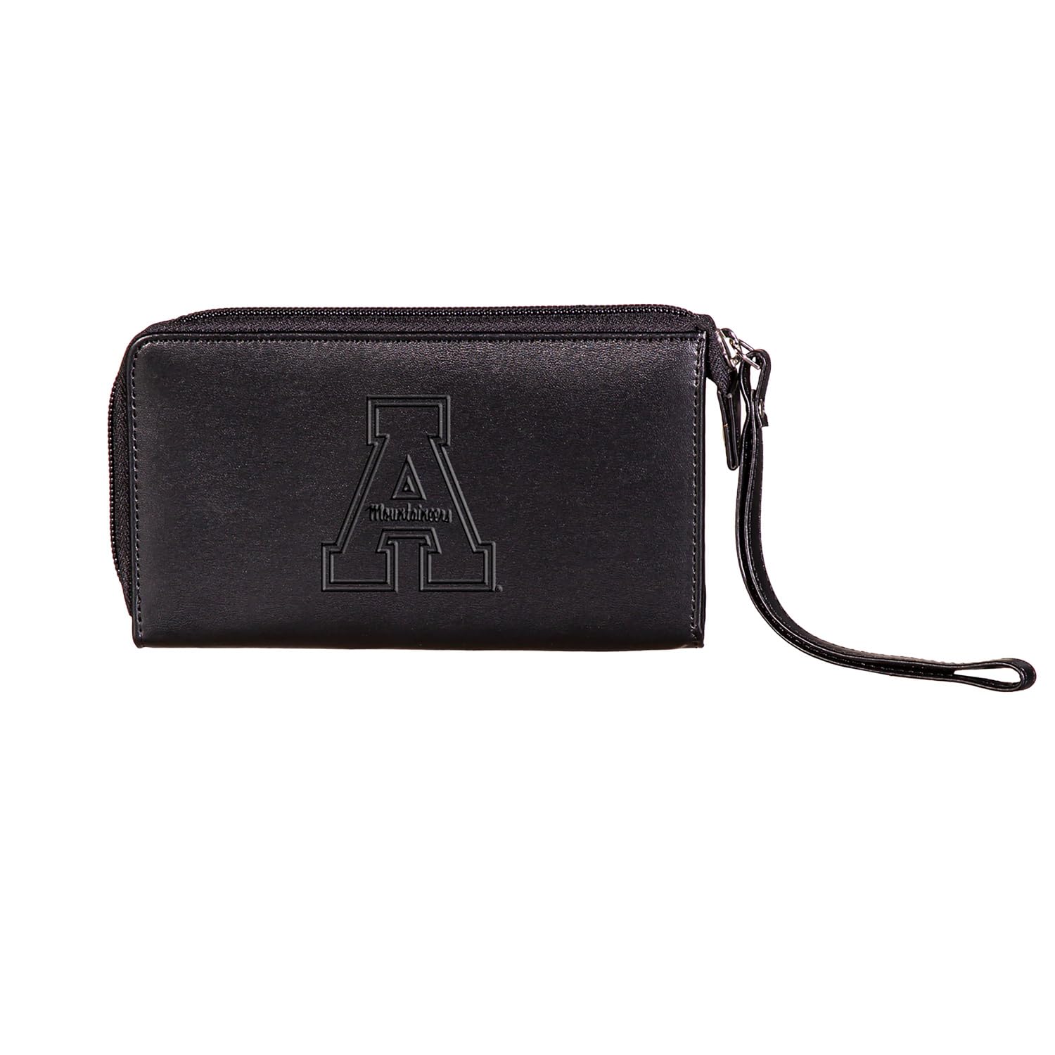 Official NCAA Appalachian State University Women's Black Leather Wristlet Wallet - Zip Closure Phone Holder & Wrist Strap Clutch - Licensed Stamped Logo - Perfect for Game Day, Campus Life & Everyday Use