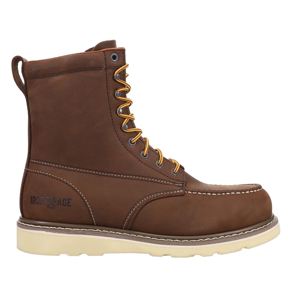 Iron Age Men's 8-Inch Steel Toe Work Boots - Electrical Hazard Safety Shoes, Brown - Durable & Comfortable for Construction, Warehouse & Outdoor Work