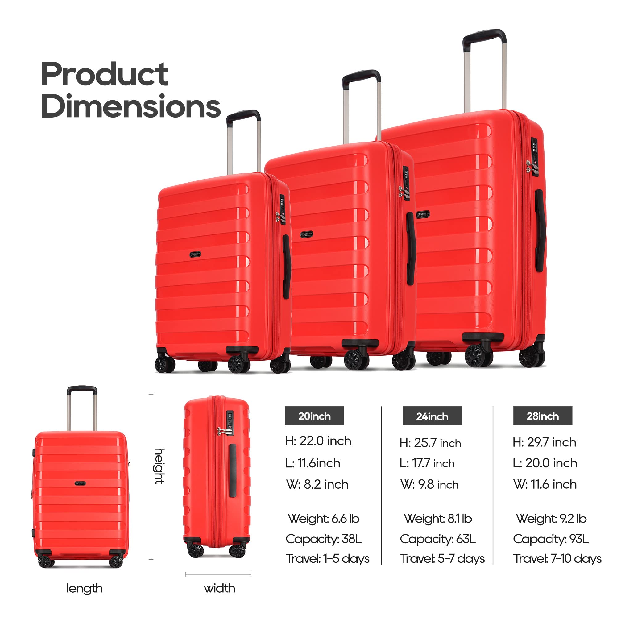 Expandable 2-Piece Luggage Set with Spinner Wheels & TSA Lock - 20