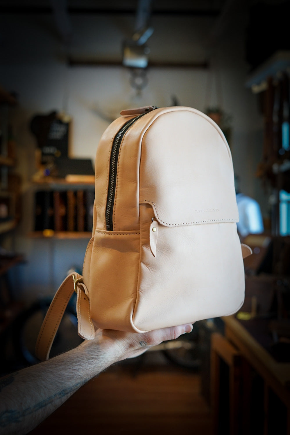 Premium Mini Venture Backpack - Genuine Vegetable-Tanned Leather - Perfect for Travel, Hiking & Everyday Use